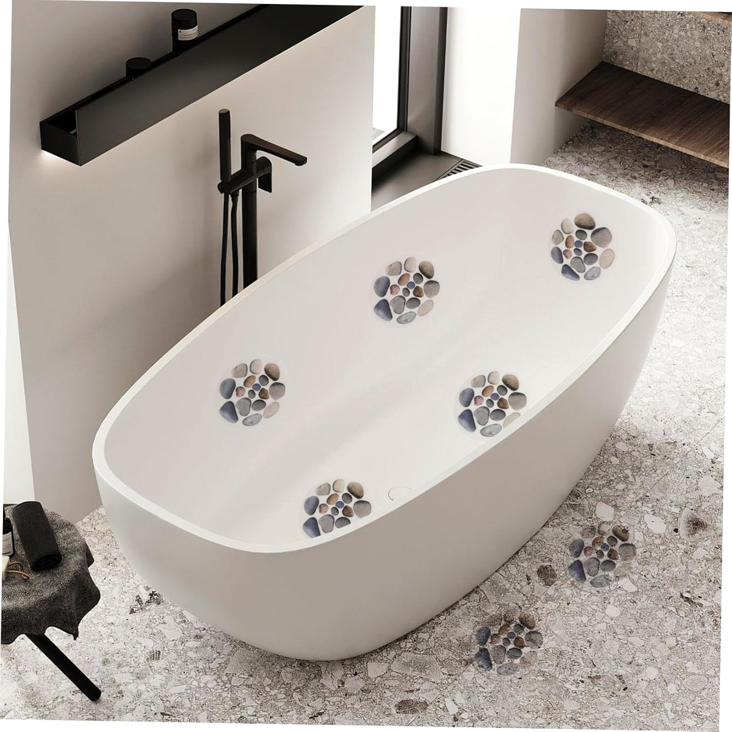 VOSAREA Diameter Stone Pattern Bath Slip Stickers