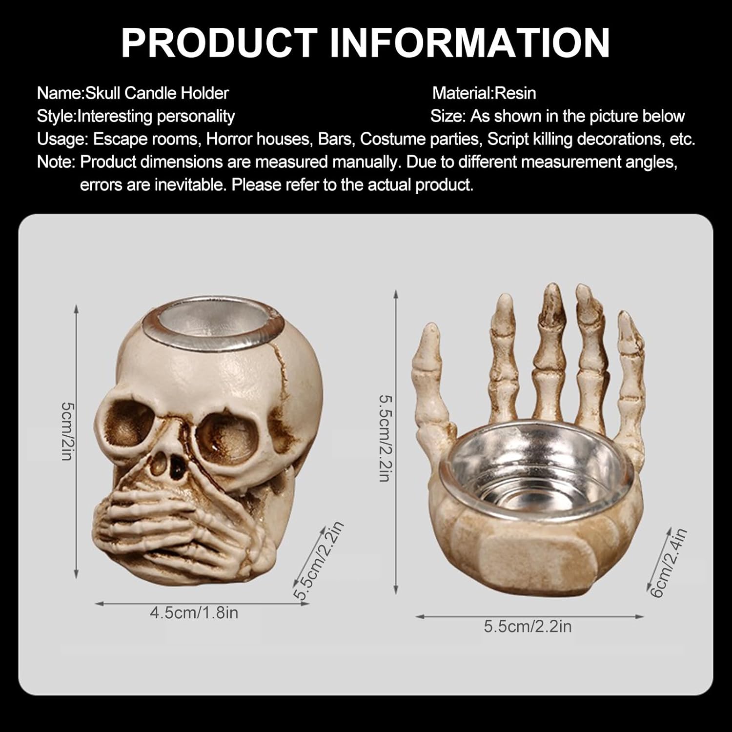 4pc Skeleton Candle Holder