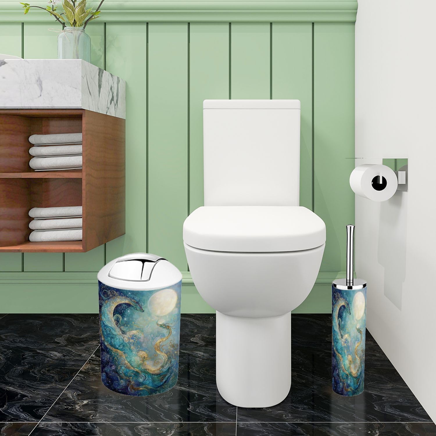6-Piece Boho Kids Bathroom Accessory Set with Swirls