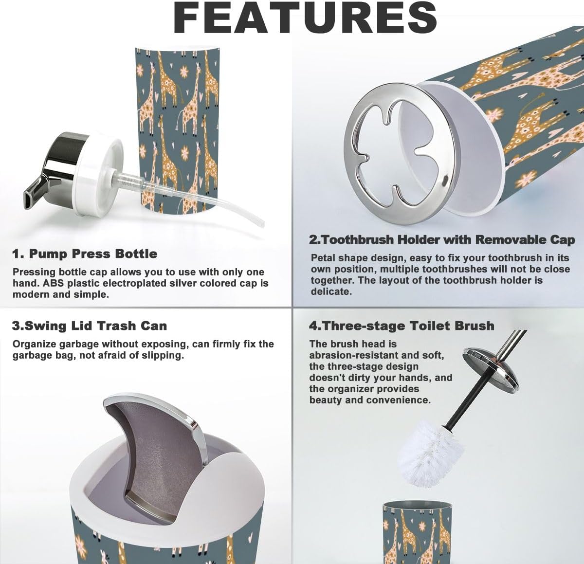 Sturdy Multi-Functional Bathroom Accessories Set for Home Kitchen