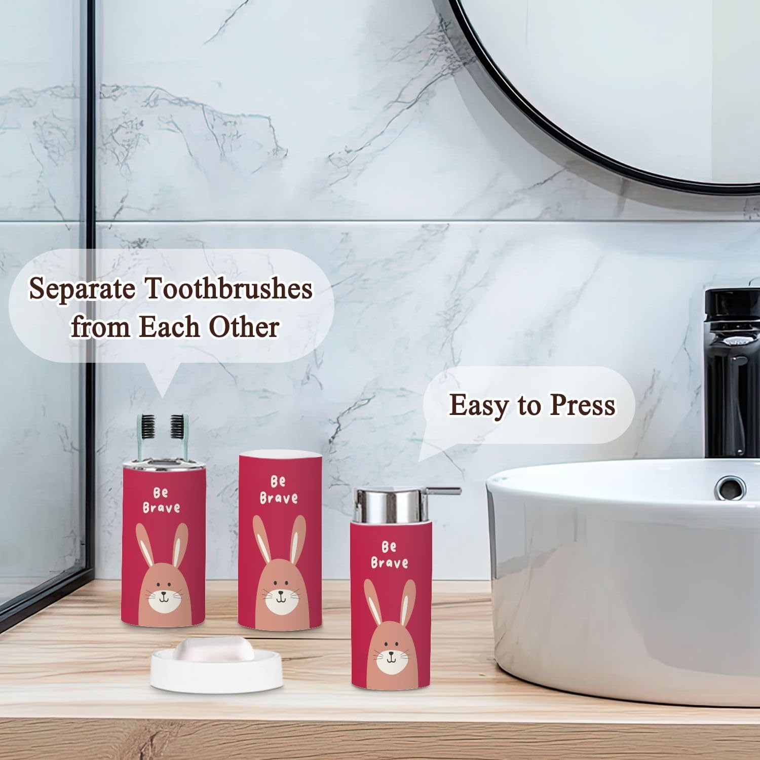 JBNJANKDAV 6-Piece Kids Bathroom Decor Set