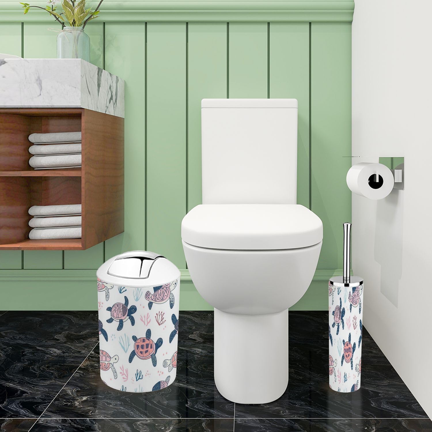 Bathroom Accessory Set 6 Piece Boho Seamless Pattern for Kids