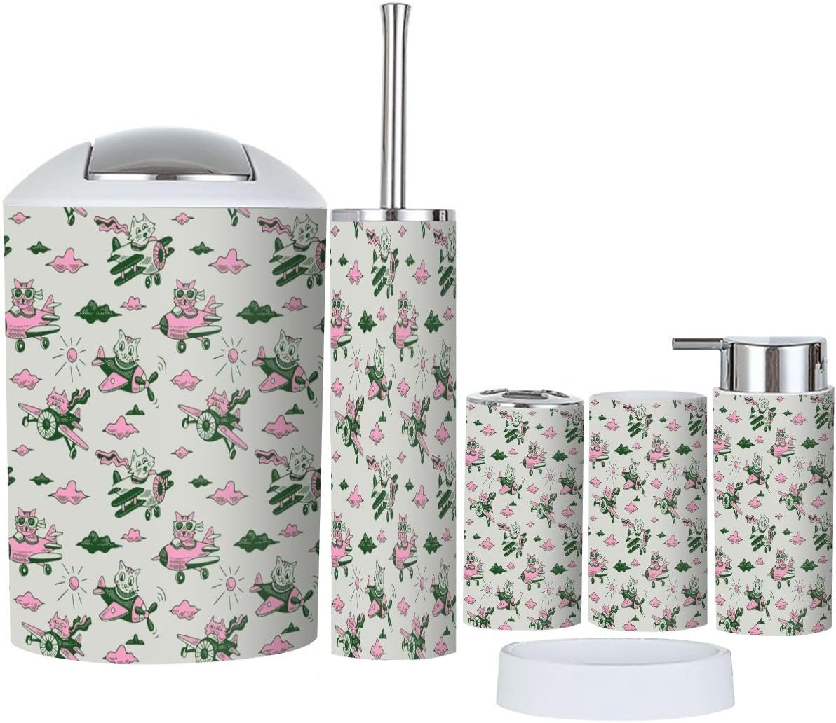 Stylish 6-Piece Durable Pvc Bathroom Accessories Set for Daily Use