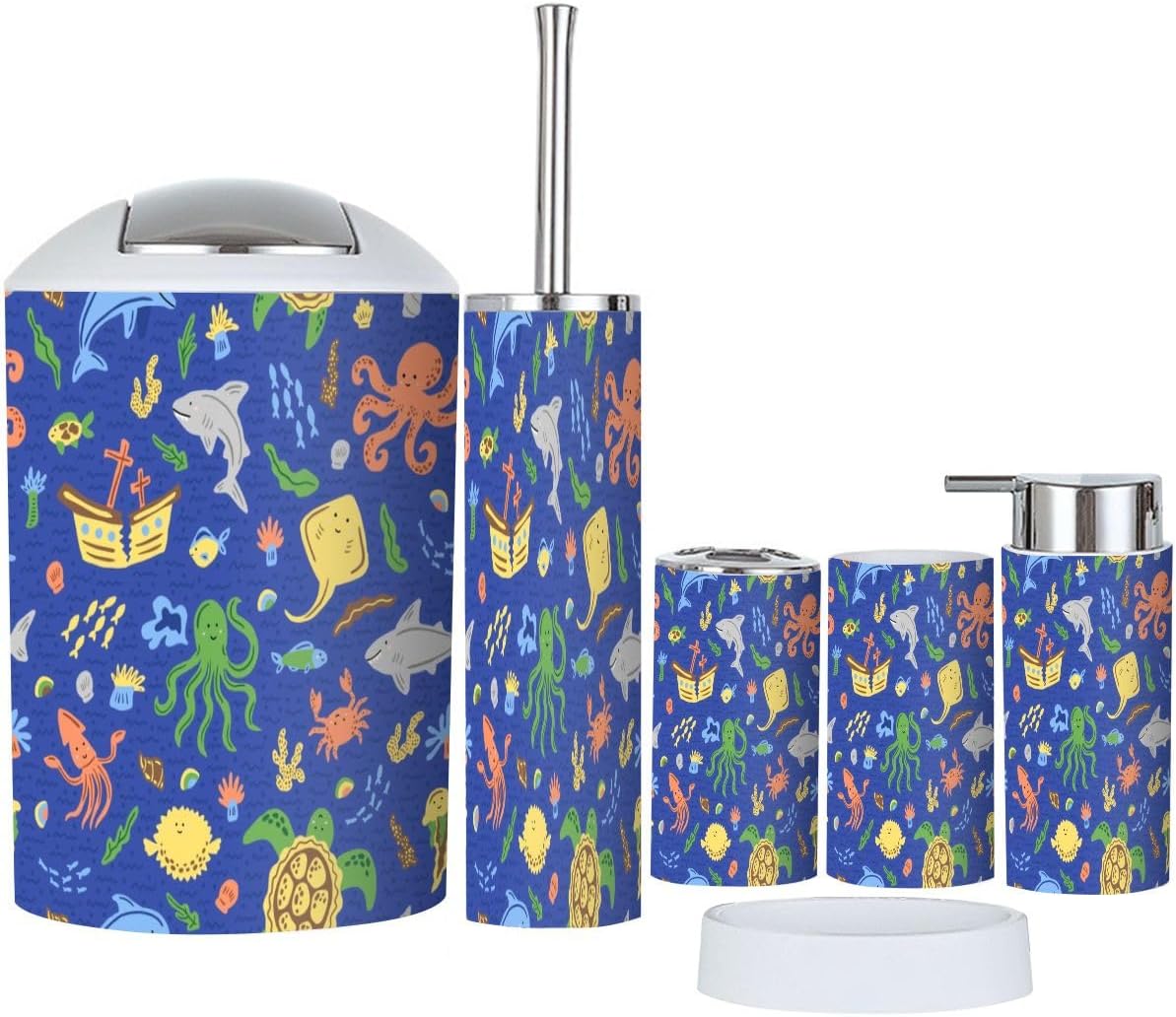 Nautical bathroom accessory set 6 piece kidscharacters for bathroom organizer