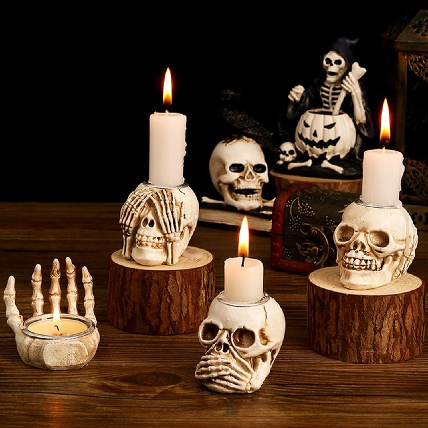 4pc Skeleton Candle Holder