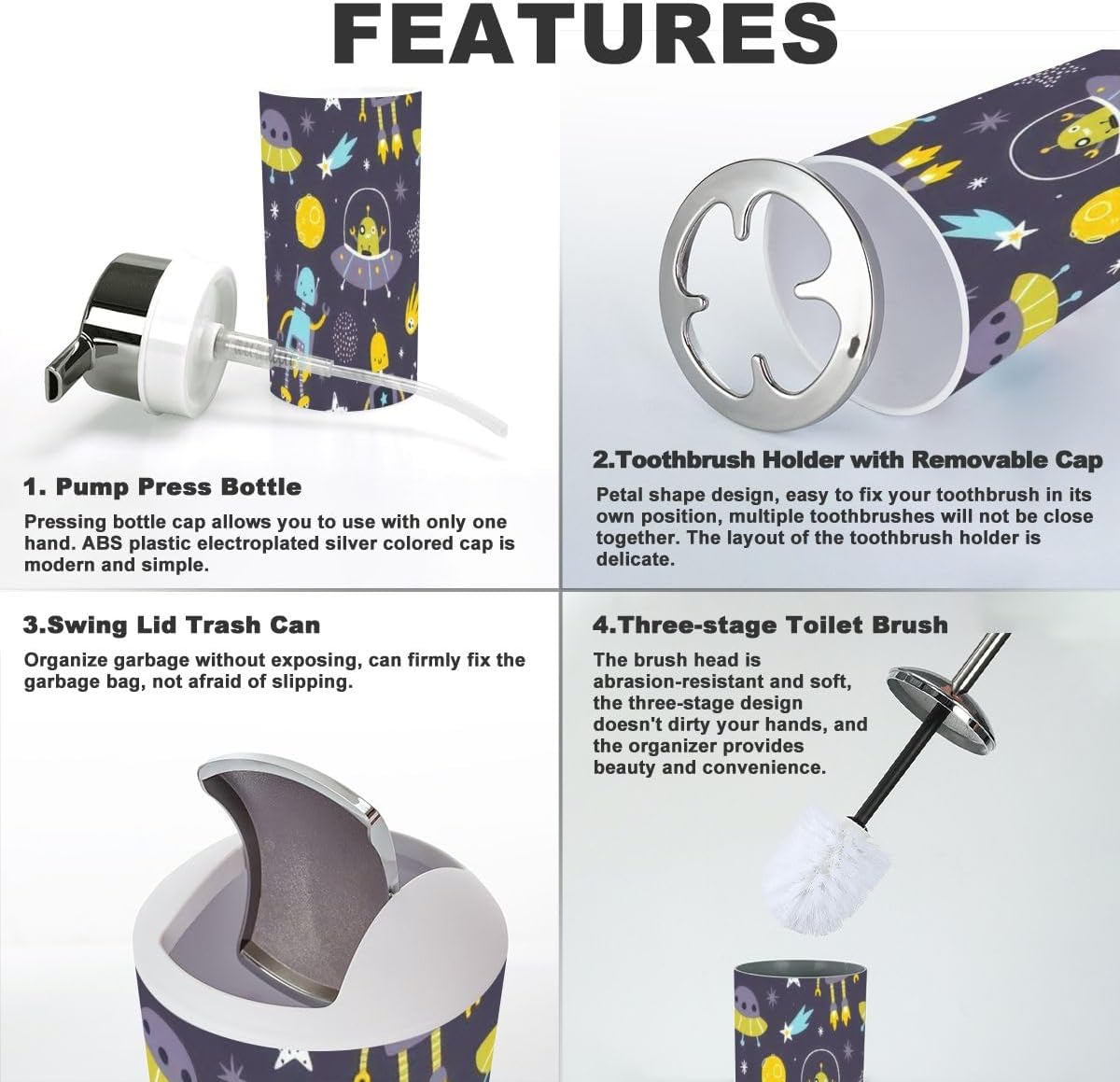 6-Piece Space Robot Bathroom Set for Kids Safe Durable and Stylish