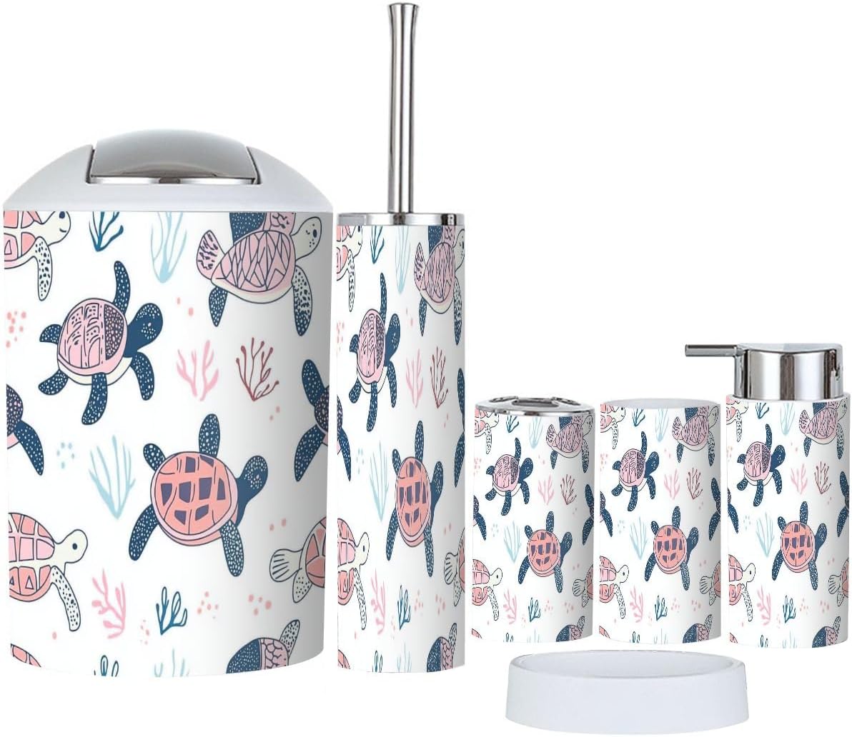 Bathroom Accessory Set 6 Piece Boho Seamless Pattern for Kids
