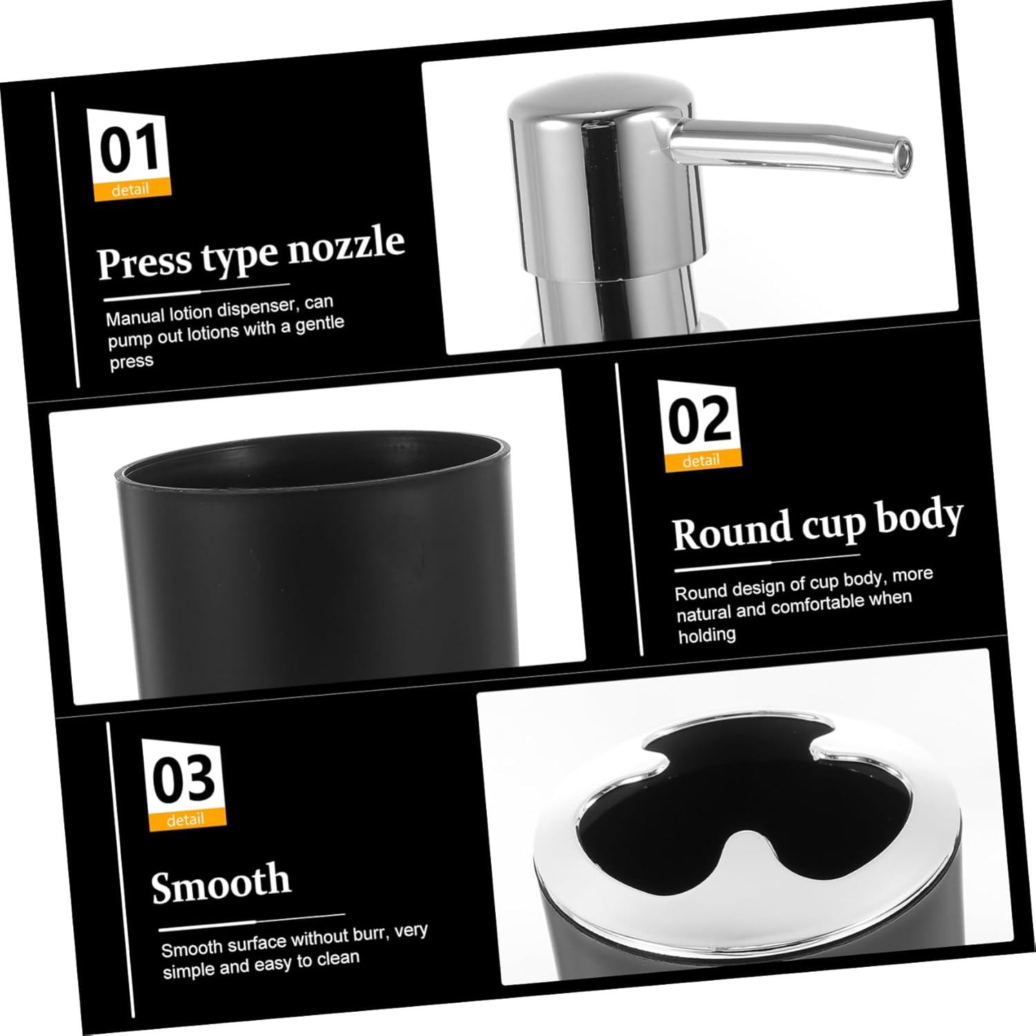 BUGUUYO Black Bathroom Accessory Set 4pc