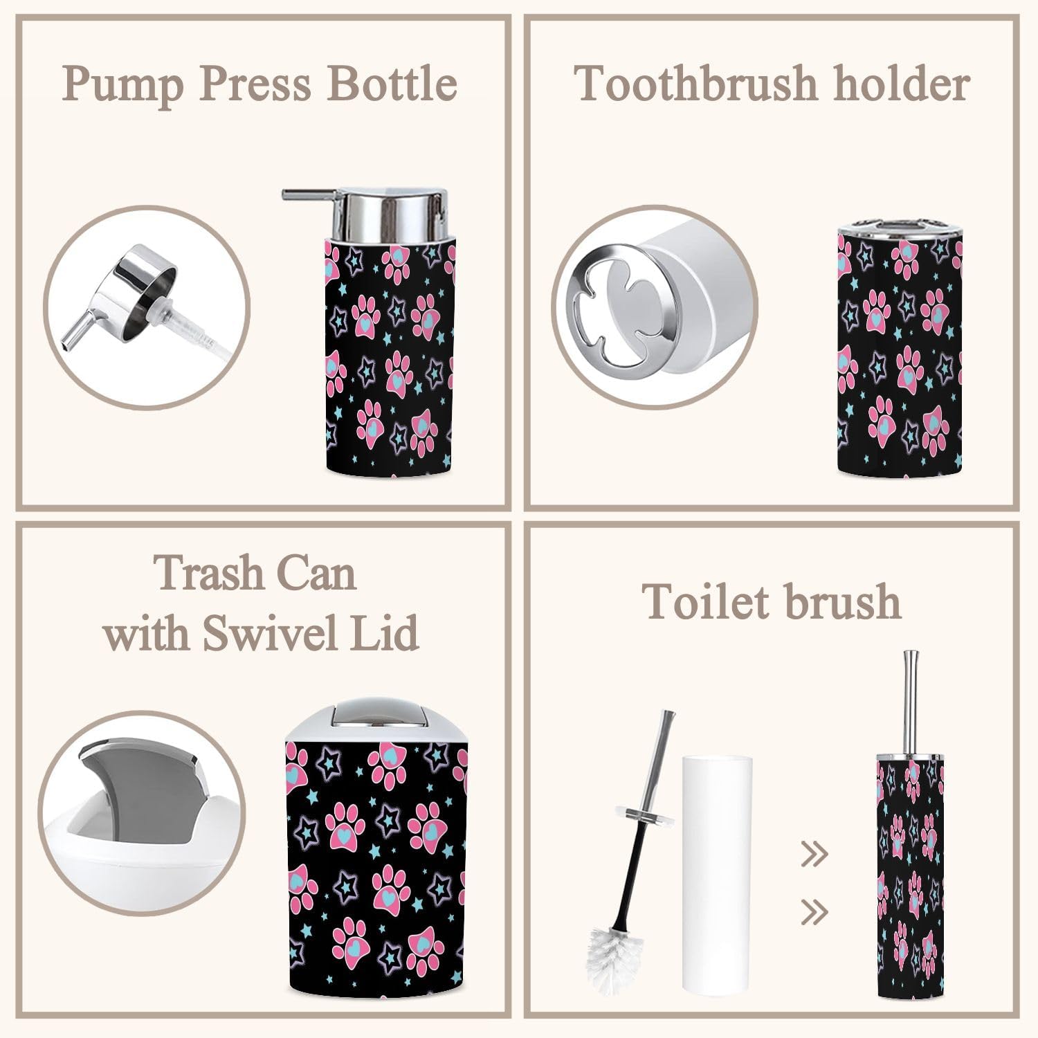 6-Piece Bathroom Set - Cute Functional for Every Space