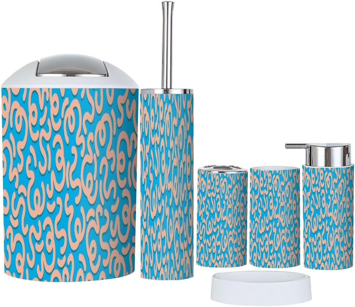 Fun Colorful Bathroom Accessory Set 6 Piece
