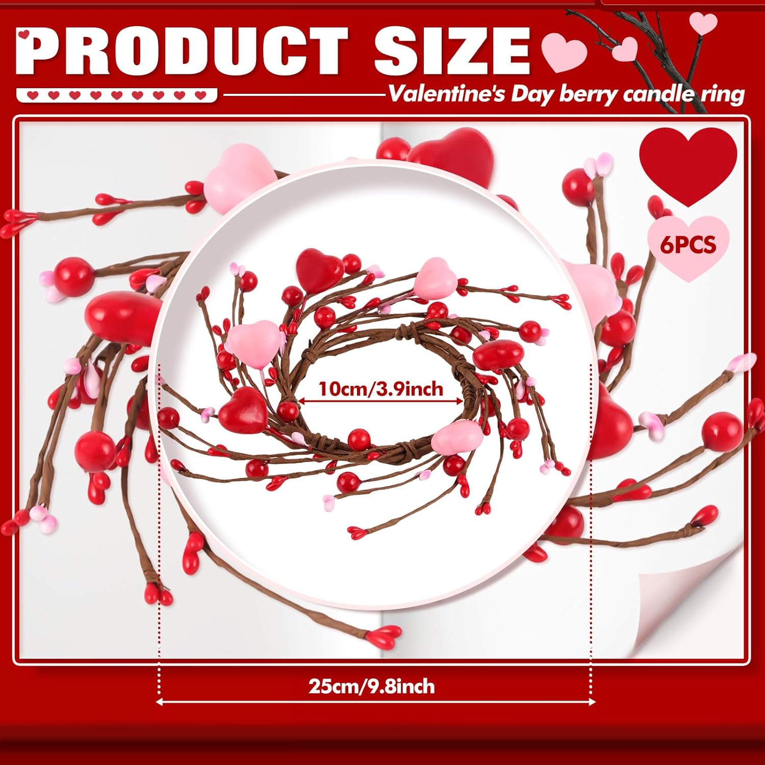 Stunnin Red Heart Candle Rings Set for Valentines Day Weddings