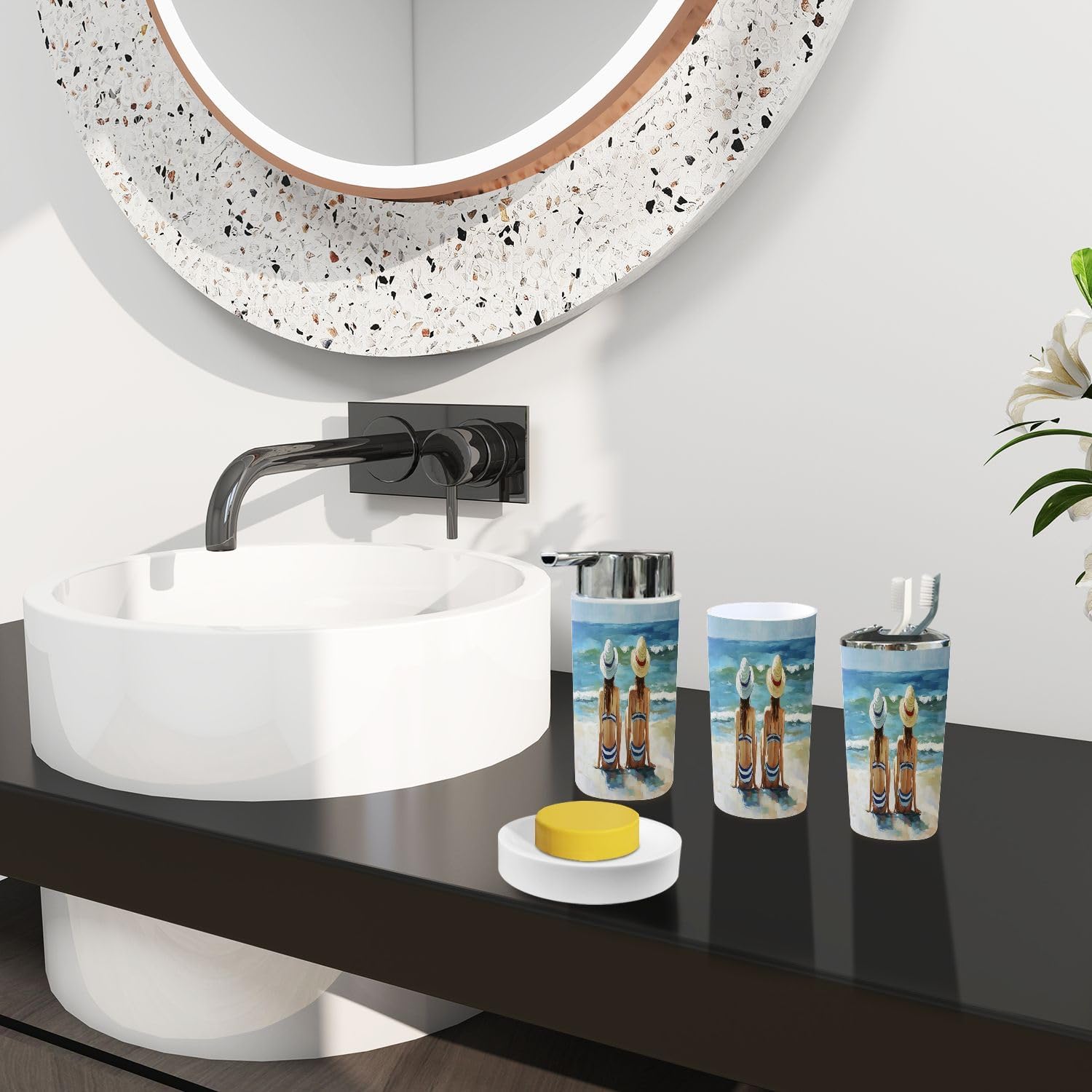 Boho Beach Decor Bathroom Accessory Set 6 Piece