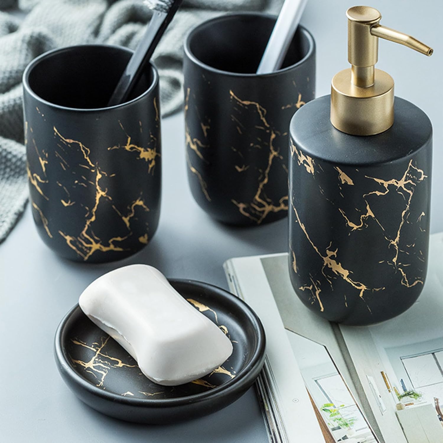 4-Piece Soap Dish Set Ergonomic Design Durable Stylish for Home