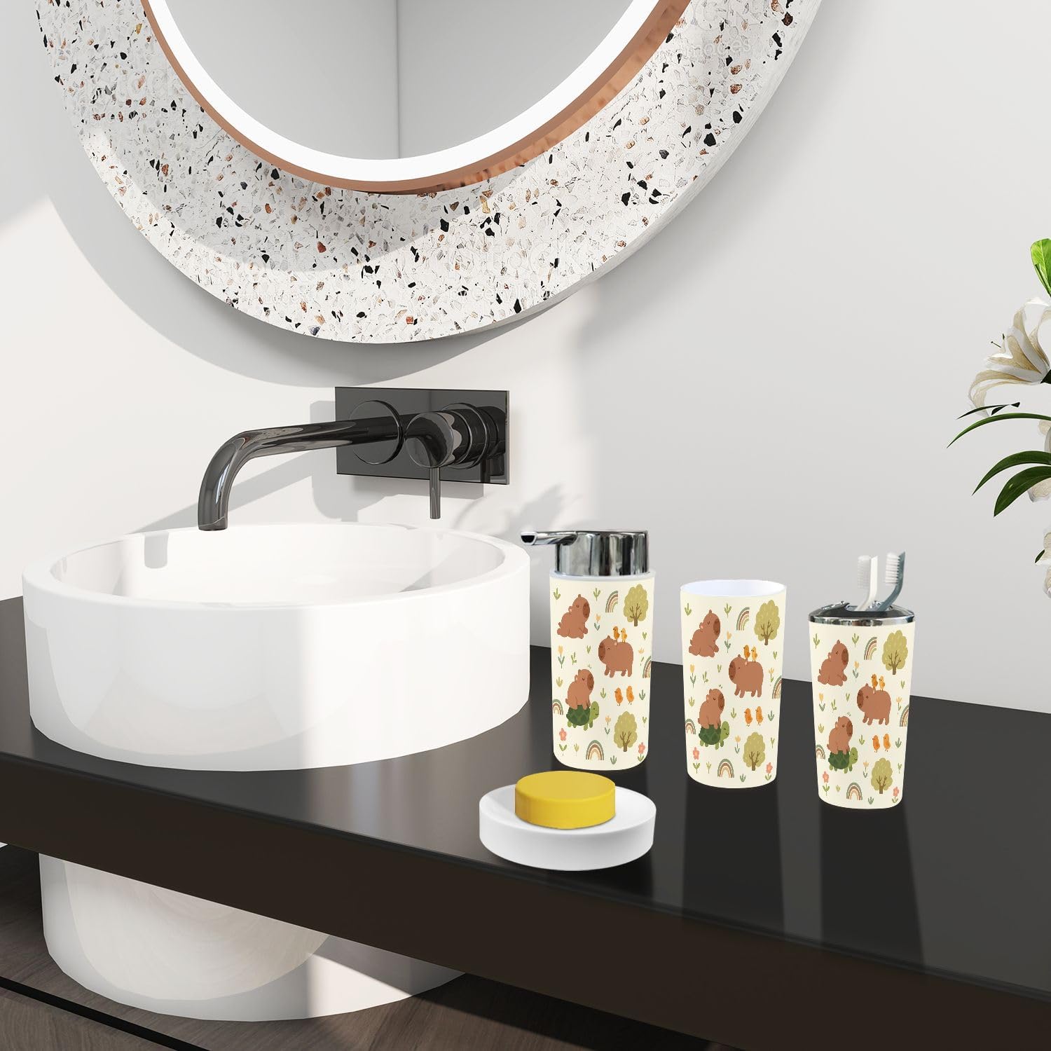 TRANQDEHOM 6-Piece Boho Essential Bathroom Set for Home Kitchen