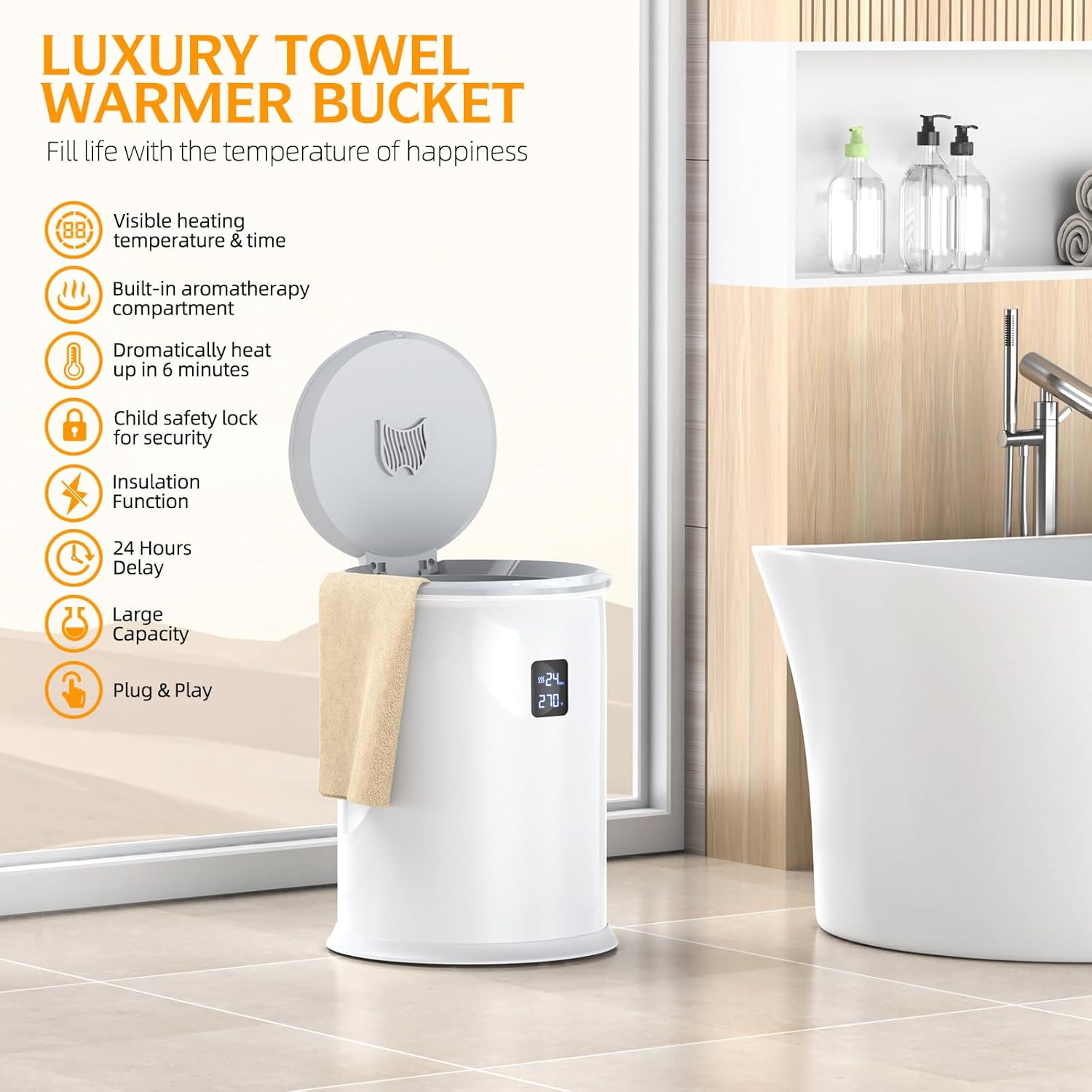 Luxury Bath Towel Warmer with Timer and LED Display
