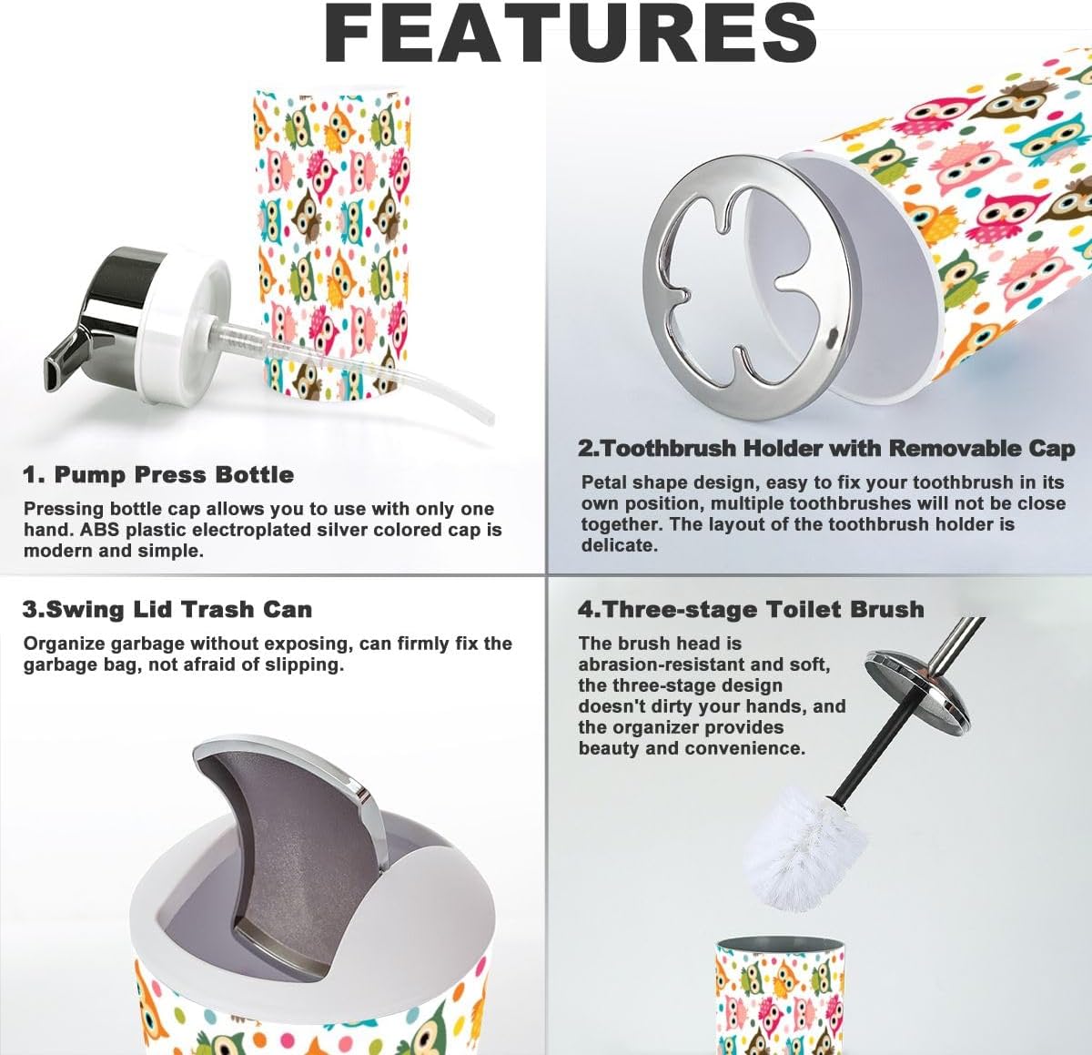 Stylish 6-Piece Bathroom Organizing Set for Adults Kids