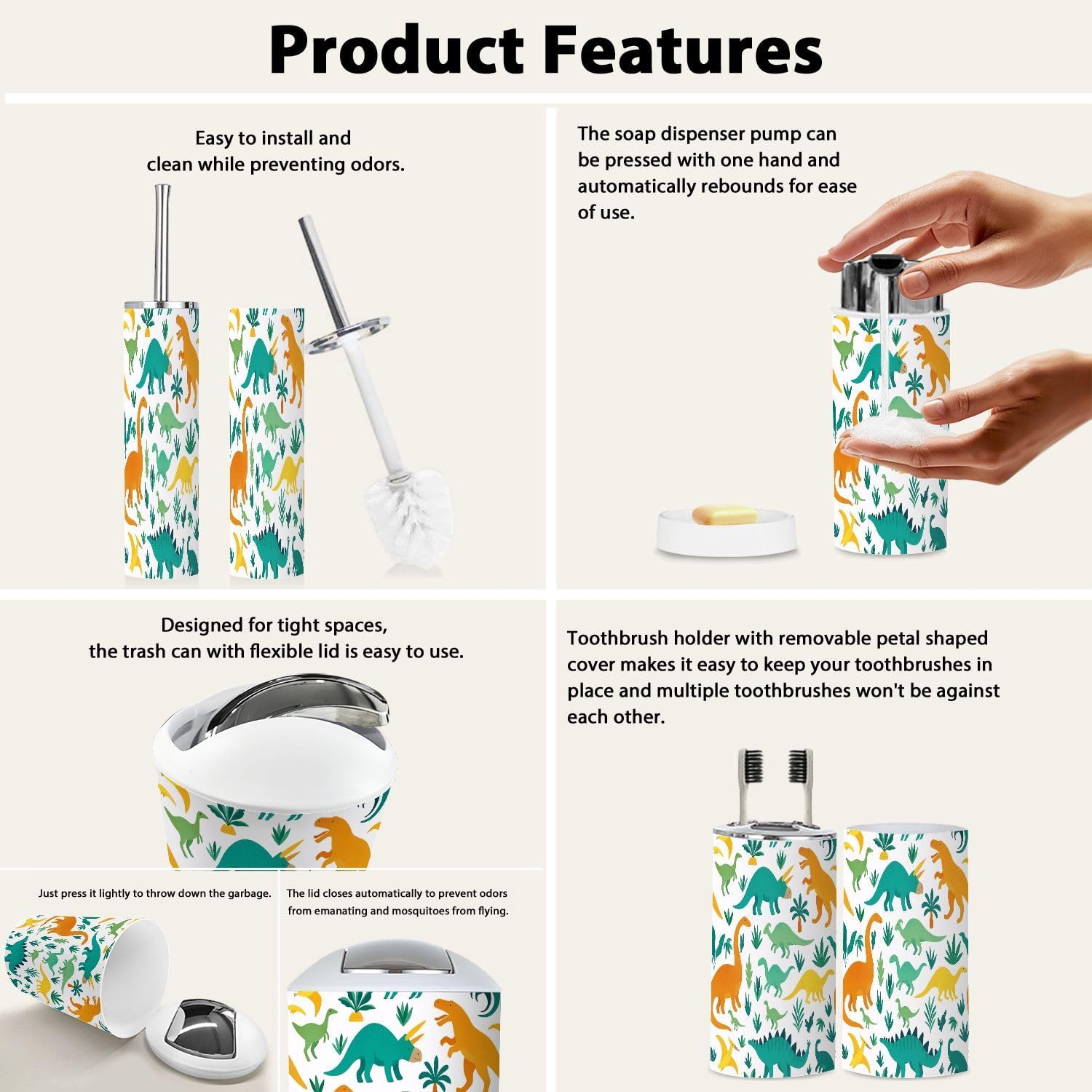Boho Bathroom Accessory Set 6 Piece