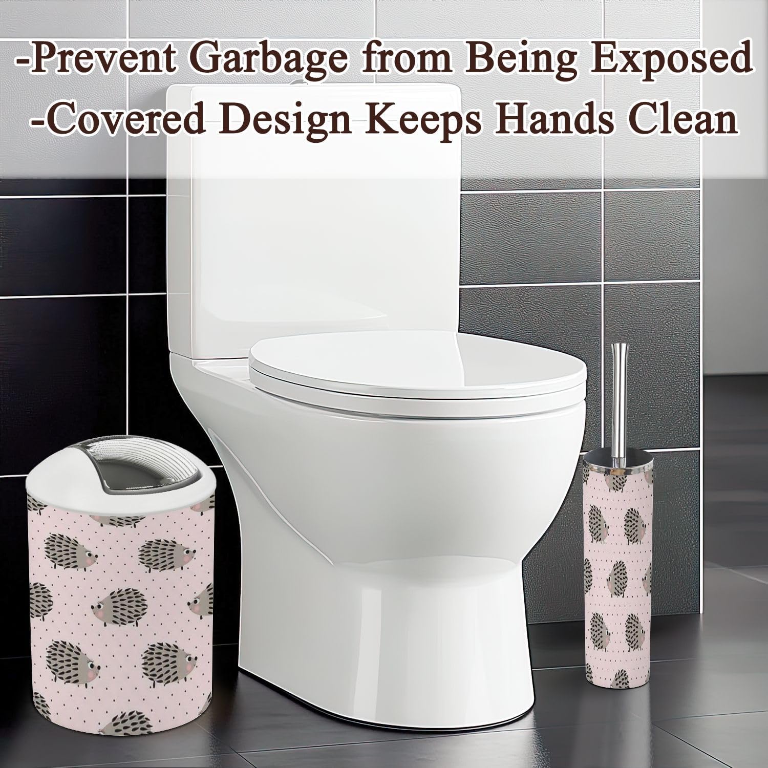 6-Piece Bathroom Accessories Set Hedgehog Design Pinkessential