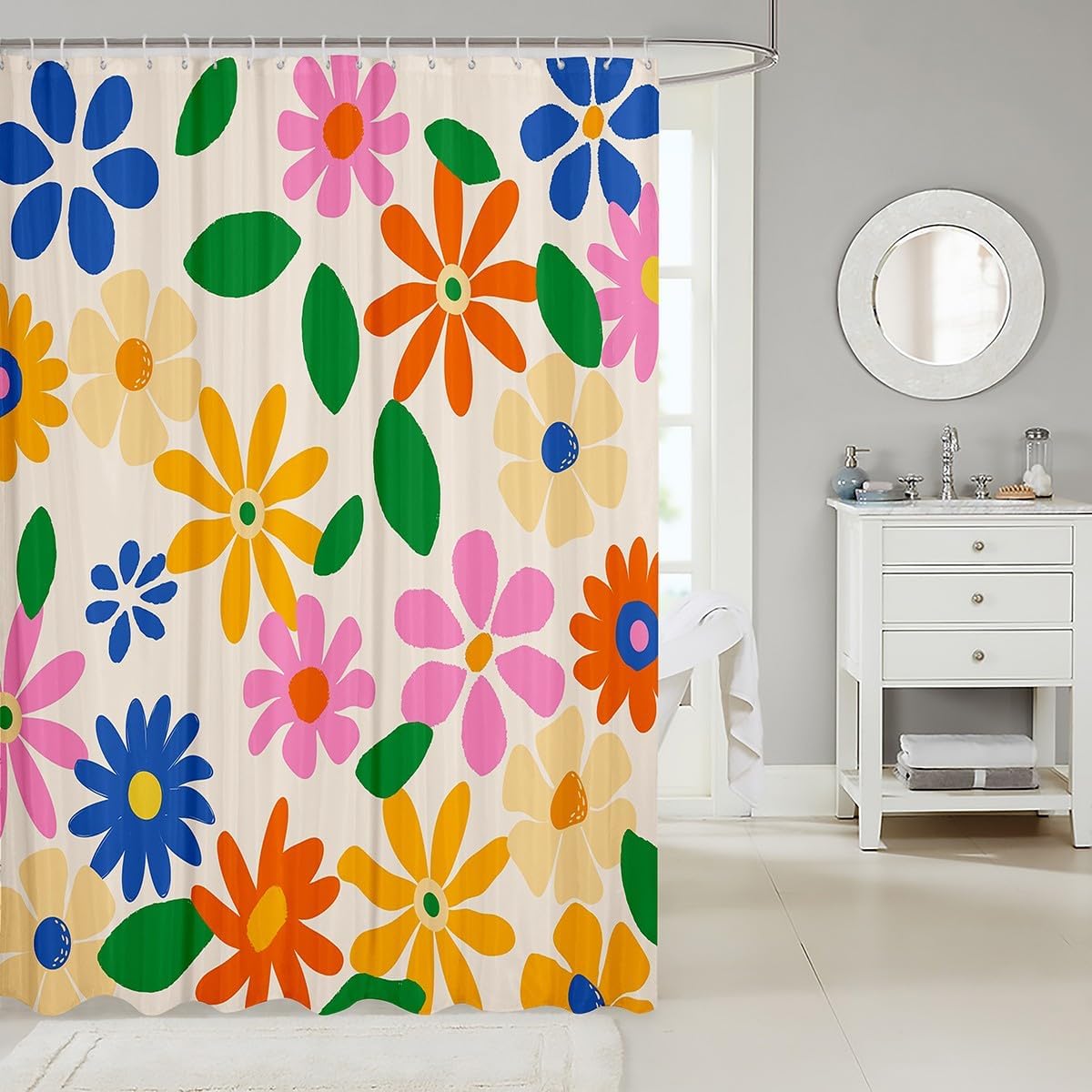Retro 60s 70s Floral Shower curtain