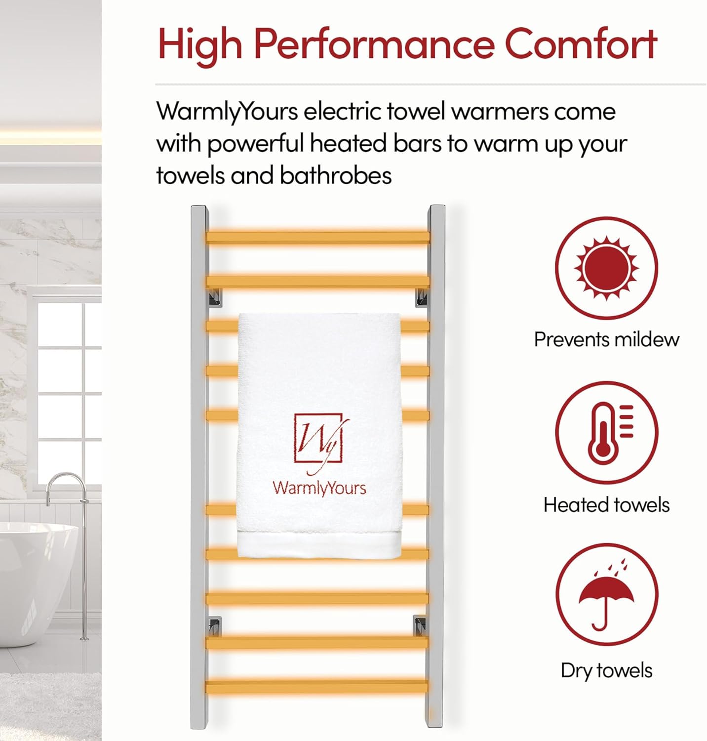 WarmlyYours 10-Bar Heated Towel Rack