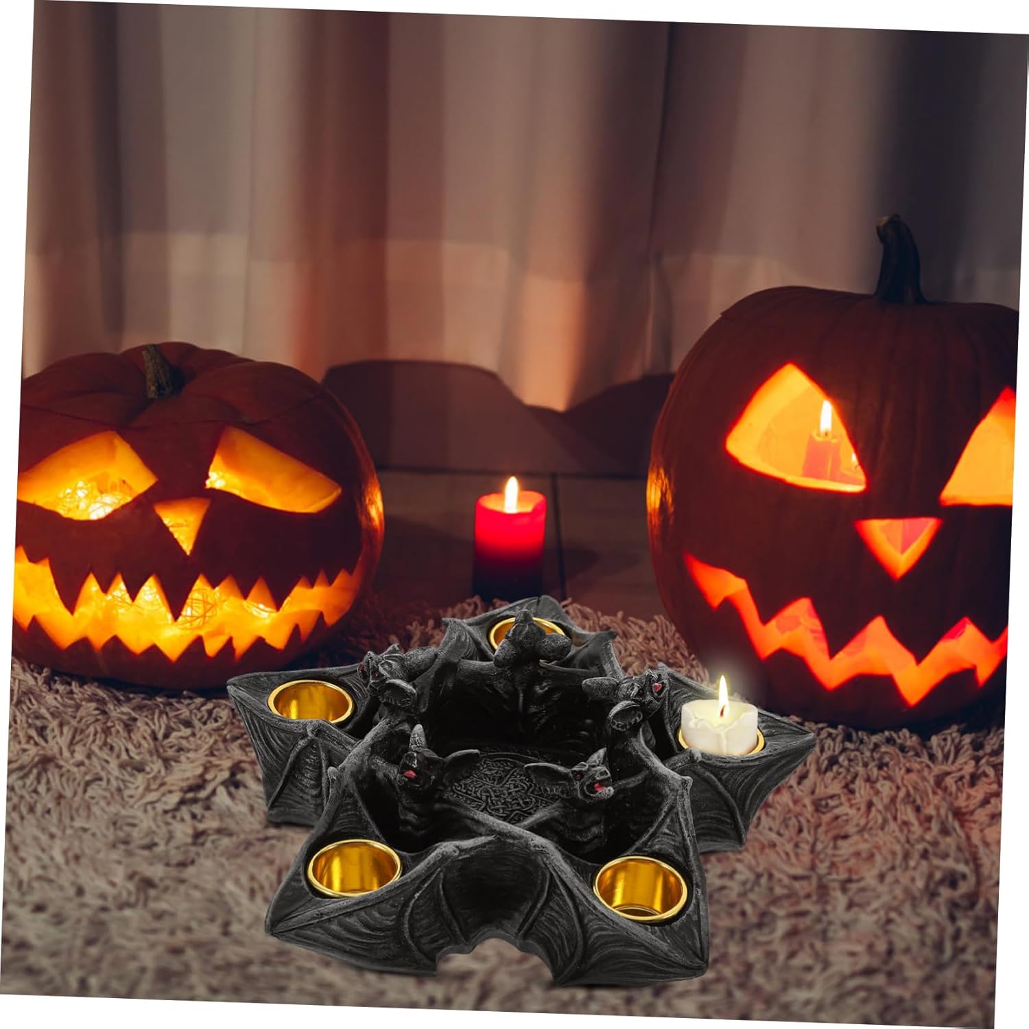 Gothic Bat Resin Candlestick Holder Halloween Decor