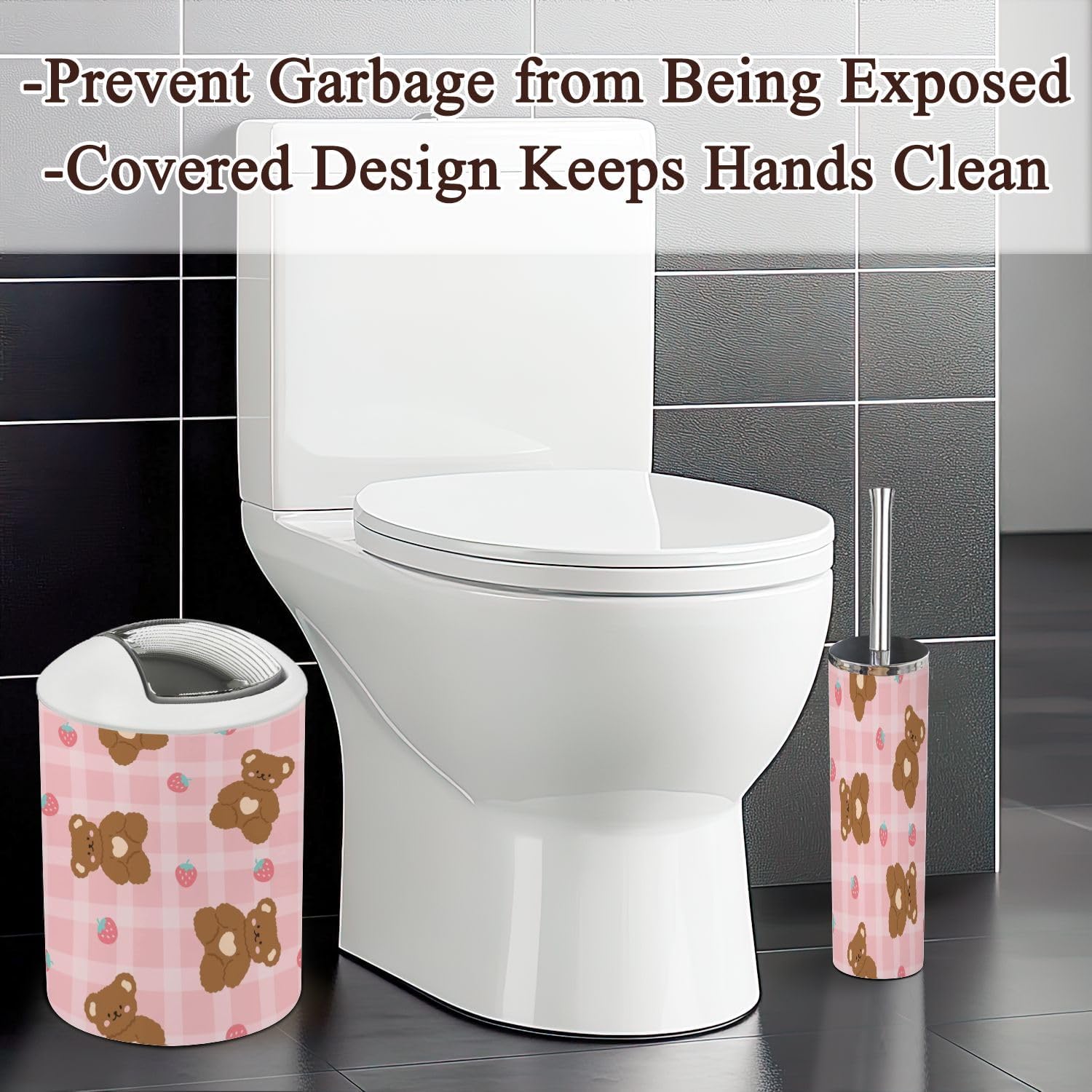 6-Piece Kawaii Bathroom Set Pink