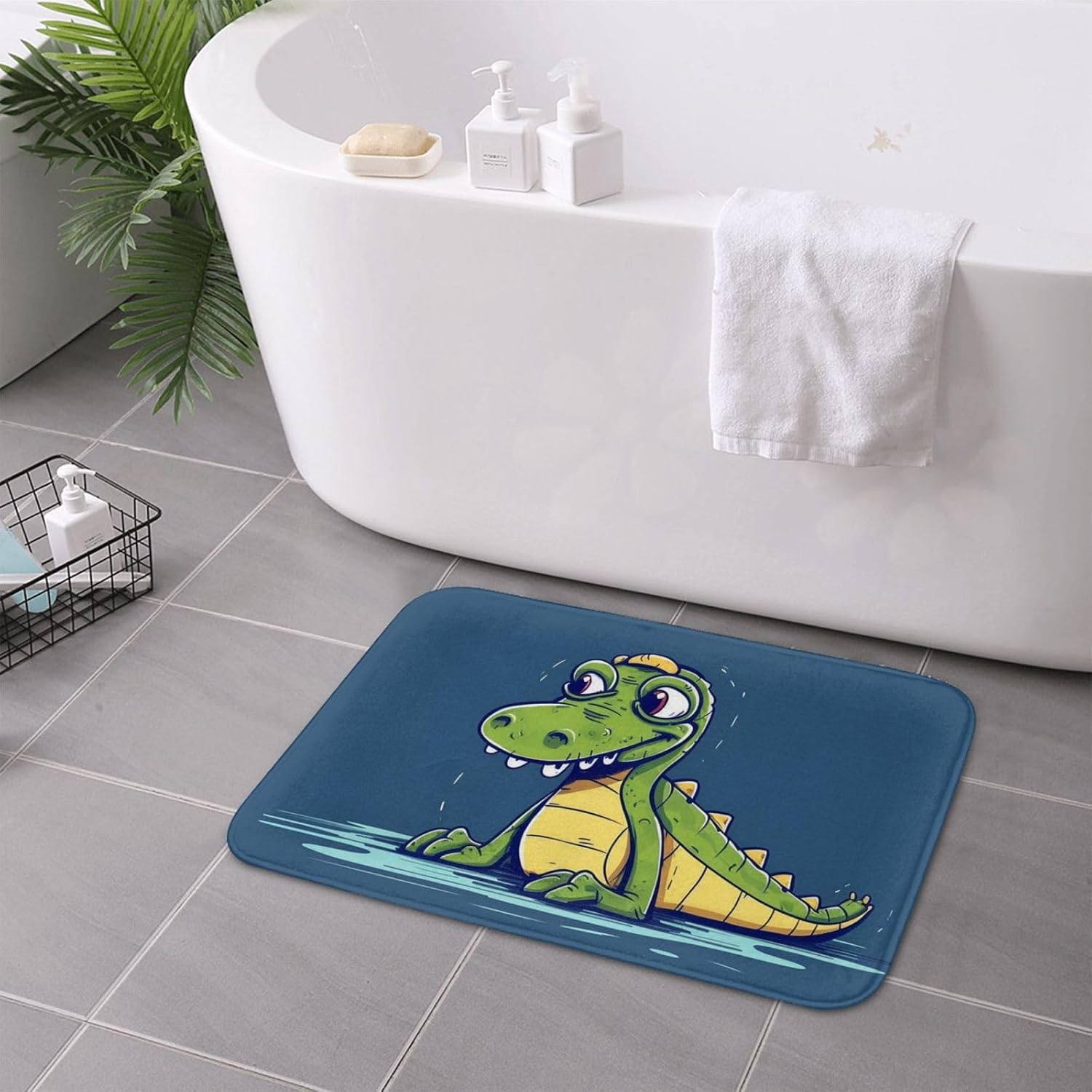 Welcome Home Mat Happy Crocodile Door Mat for Entryway