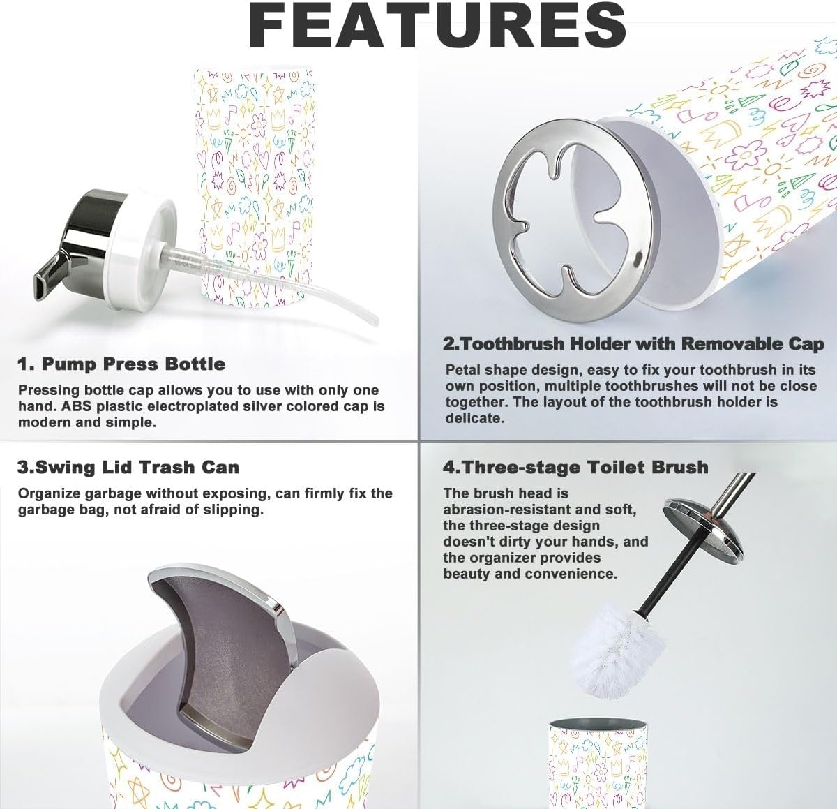 Stylish Six-Piece Durable Bathroom Accessories Set
