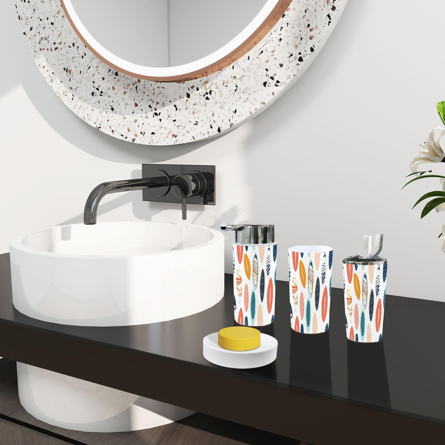 6-Piece Boho Style Bathroom Set with Summer Trend