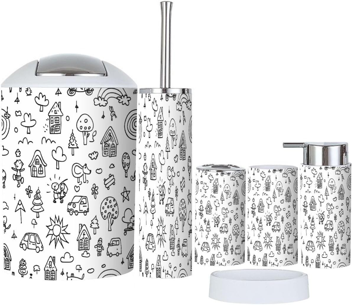 6-Piece Bathroom Accessories Set for Tidying Up and Organizing