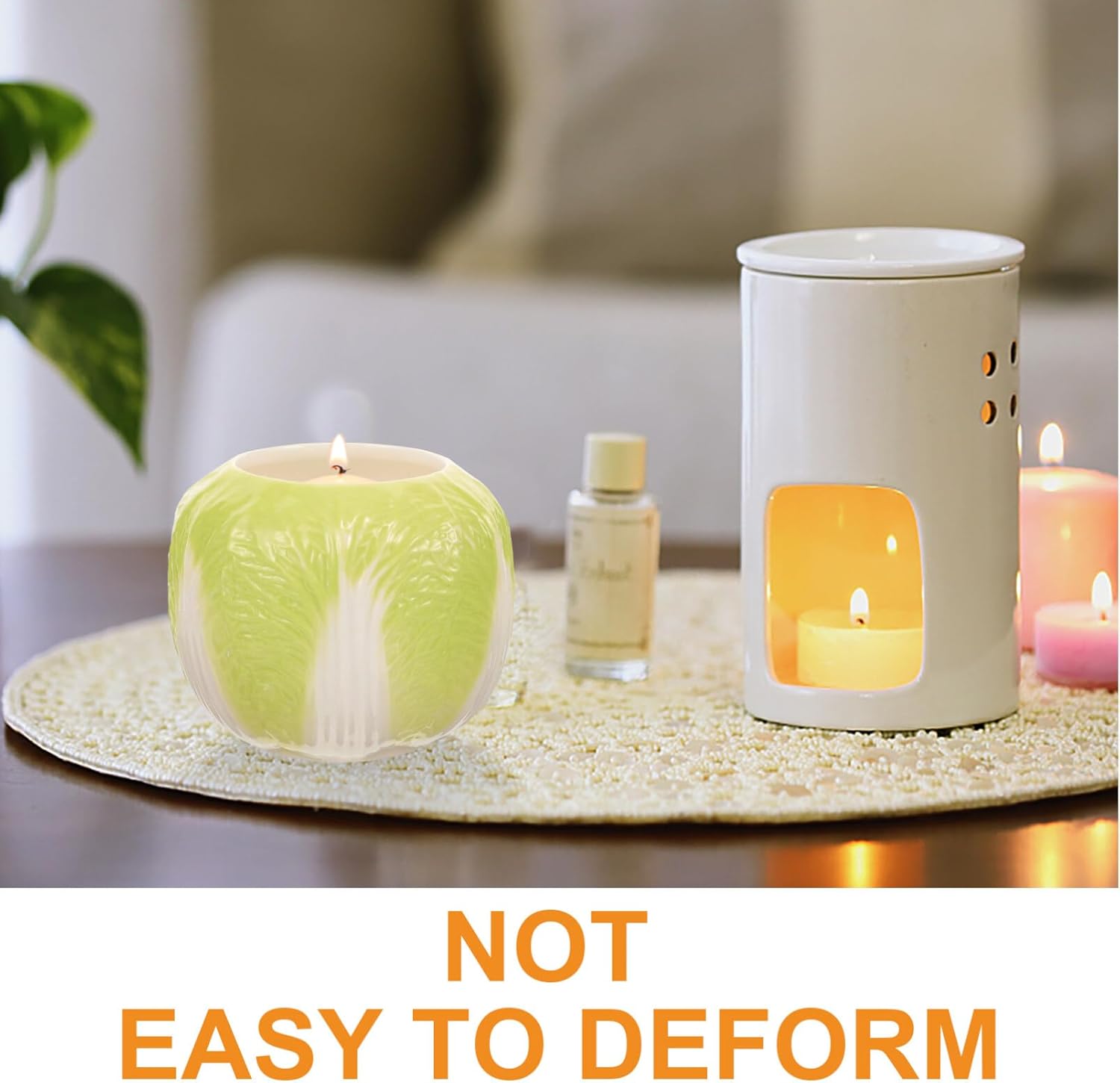 Unique Cabbage Shaped Ceramic Candle Holder for Tea Lights Desktop Centerpiecestylish Durable