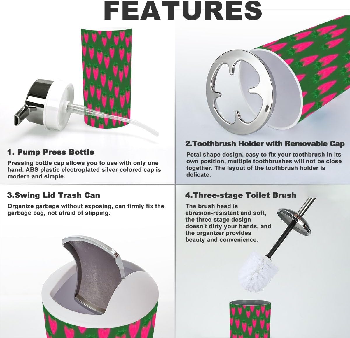 Bath Time Vibrant Sixth Strand 6-Piece Bathroom Accessory Set from XNGJEMVWXO