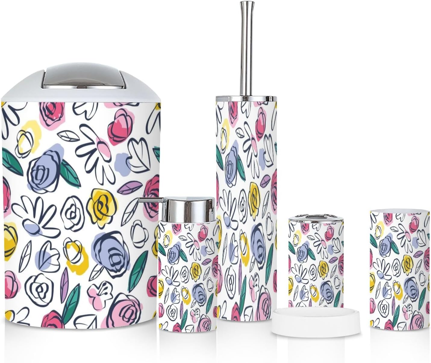 6 Piece Bathroom Accessories Set - Boho Style