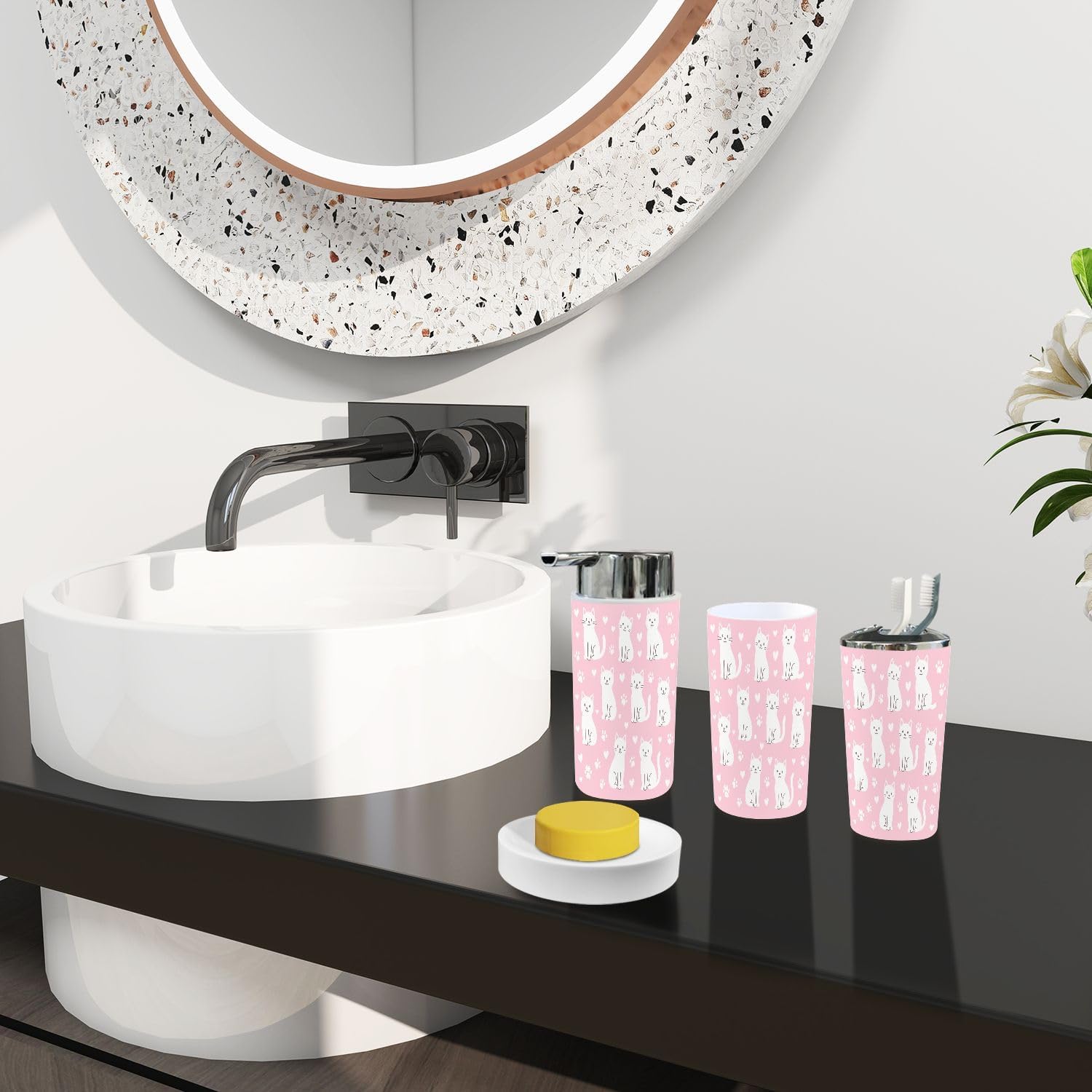 6-Piece Boho Modern Set for Stylish and Efficient Bathroom Use