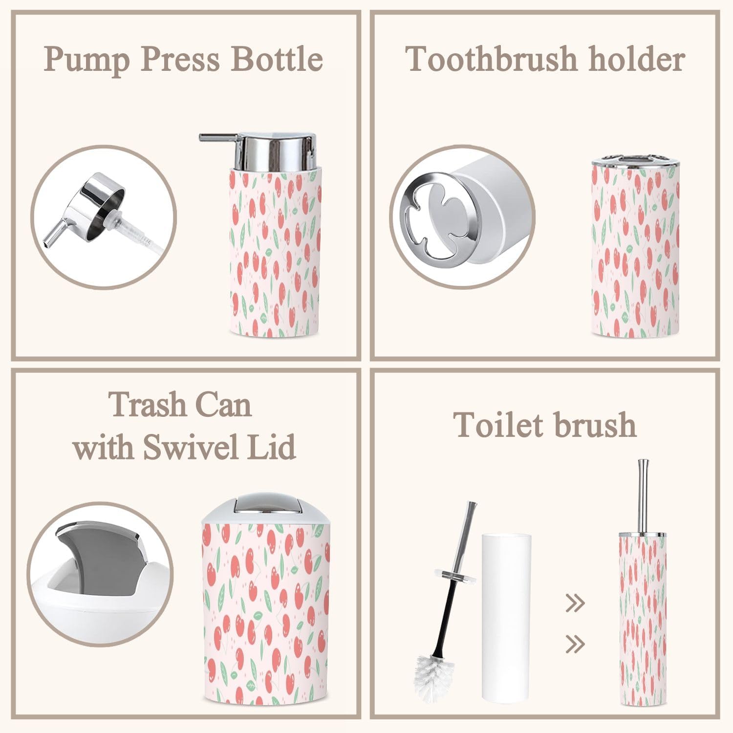 Bathroom Accessories Set Essential Pink Collection