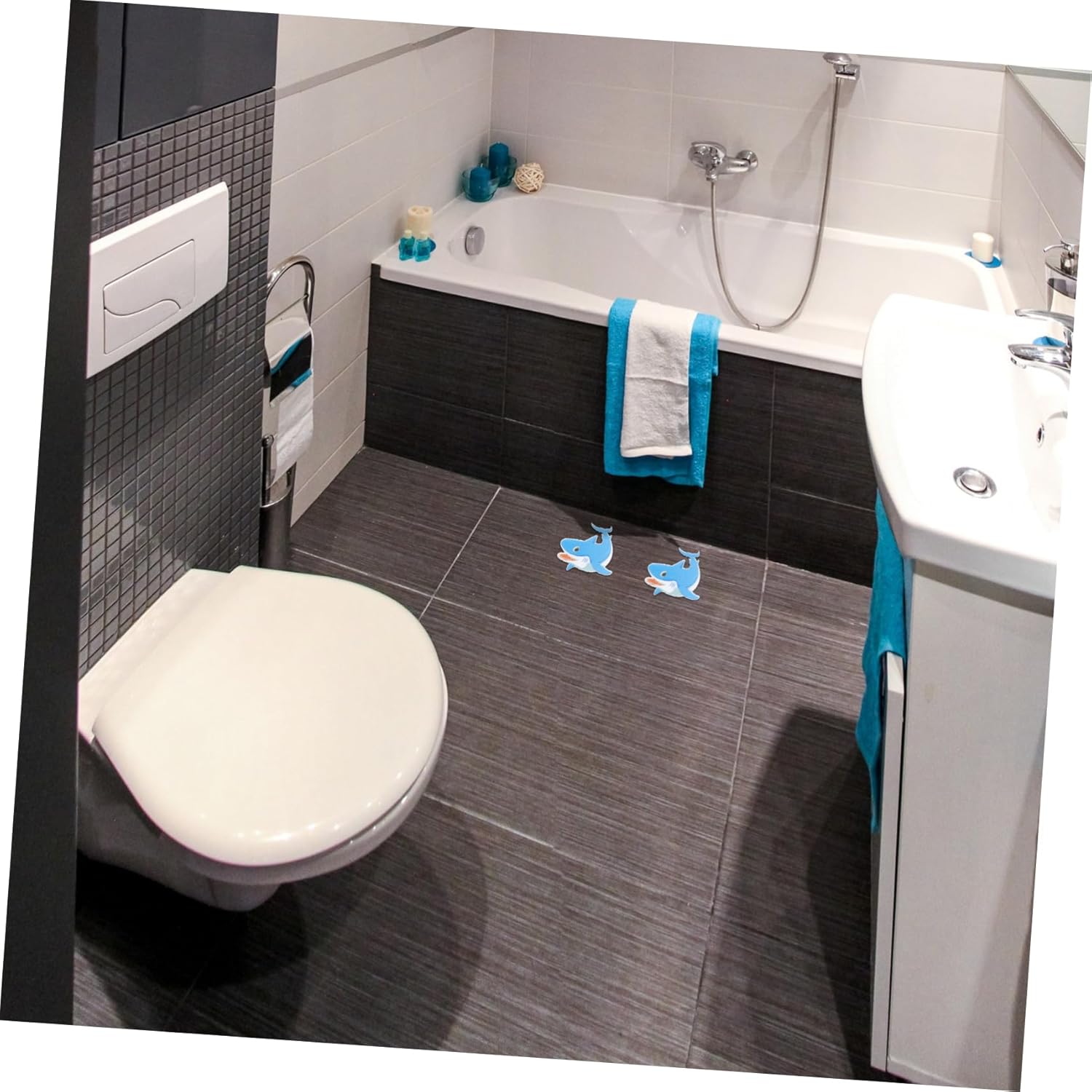 PrettyZoom Non-Slip Shark-shaped Bathroom Stickers - Bathtub Shower Safety