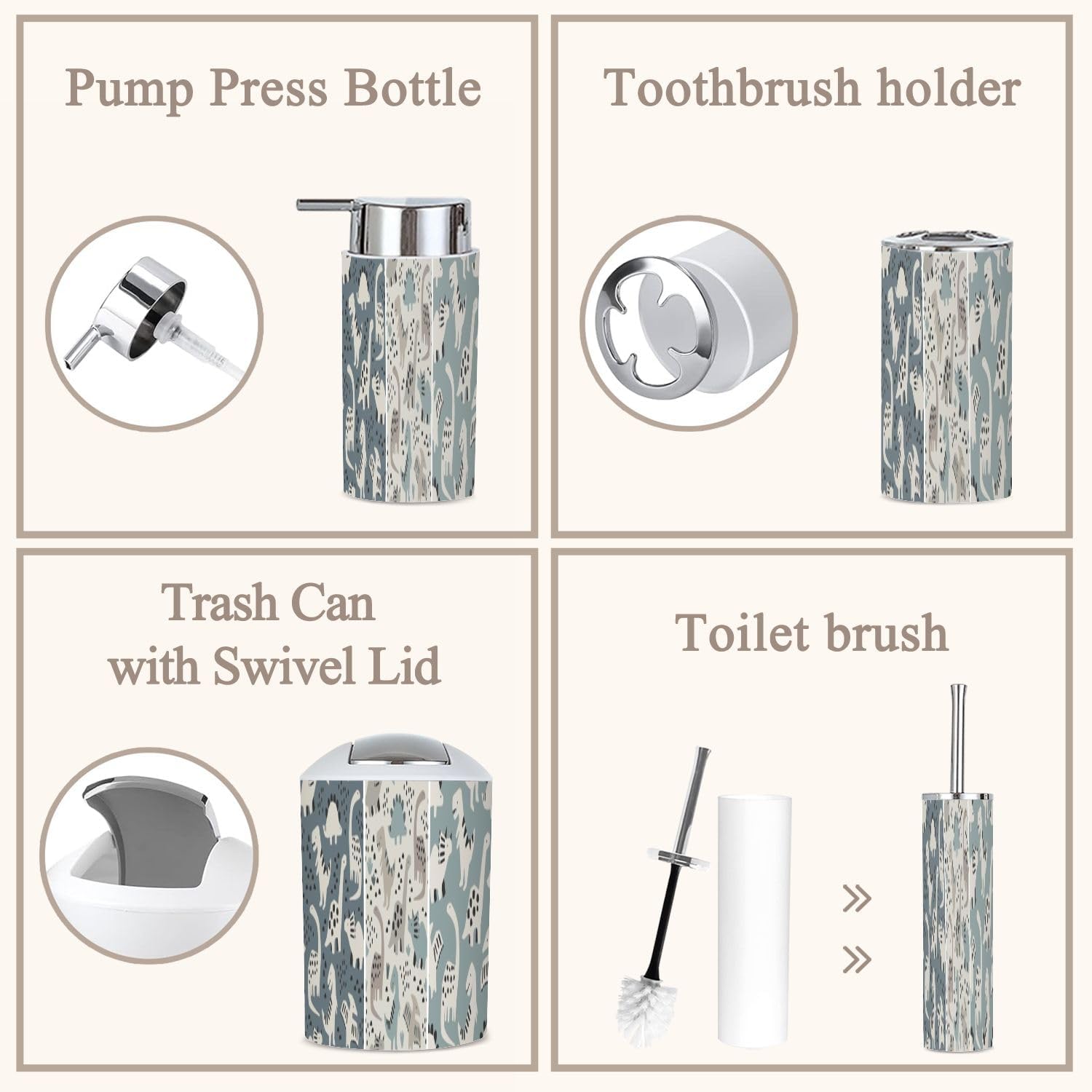 Kids Dinosaur-Themed Bathroom Set