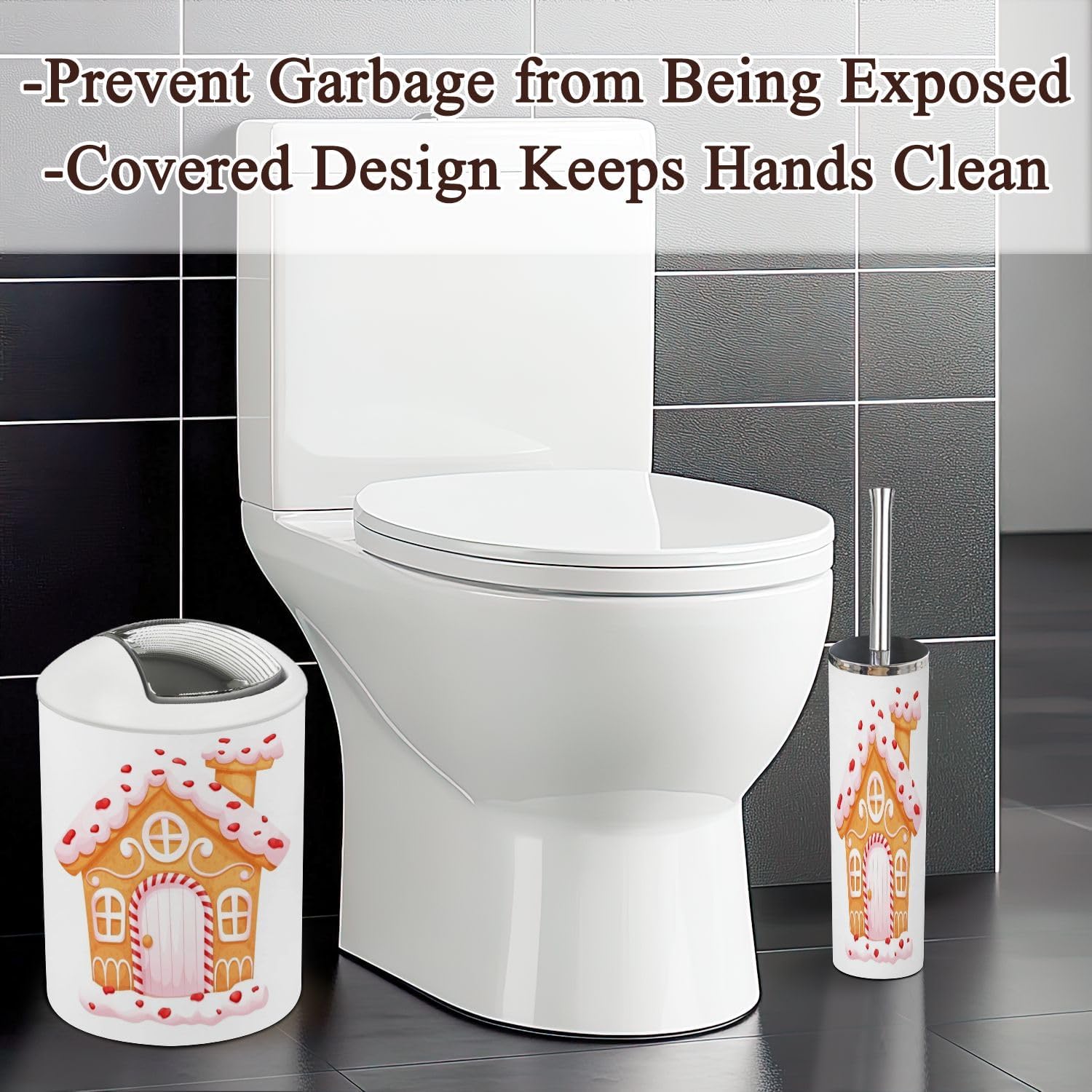 Stylish 6-Piece Bath Accessory Set Gingerbread House