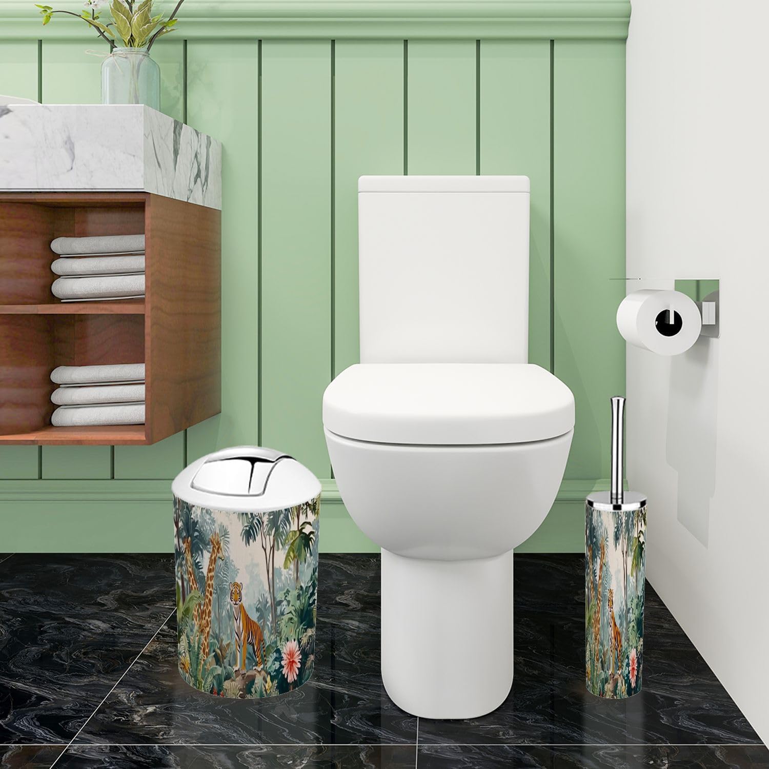 6-Piece Bohemian Jungle Bathroom Accessory Set for Kids and Adults