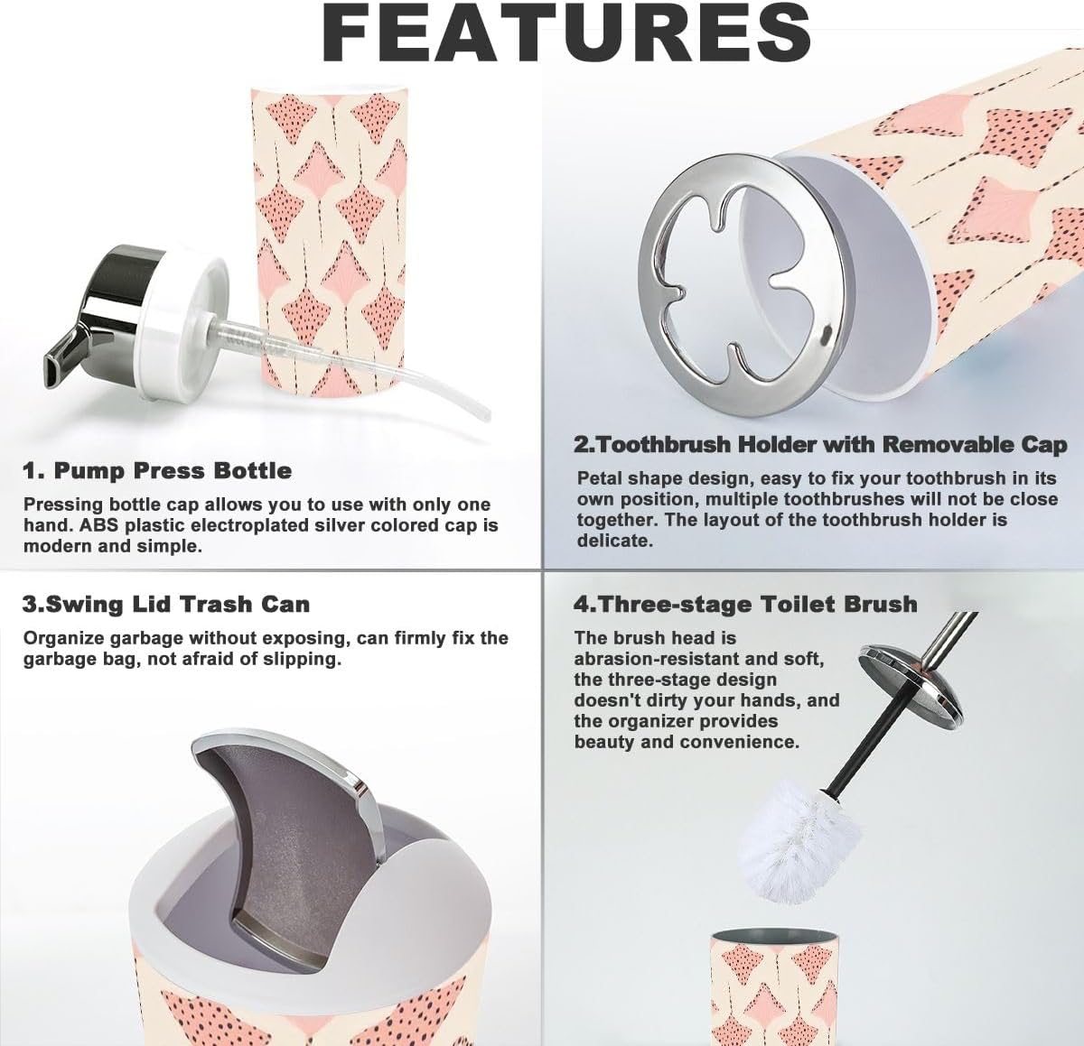XNGJEMVWXO Bathroom Accessory Set Must Haves Funny Stingray Design 6 Piece Set