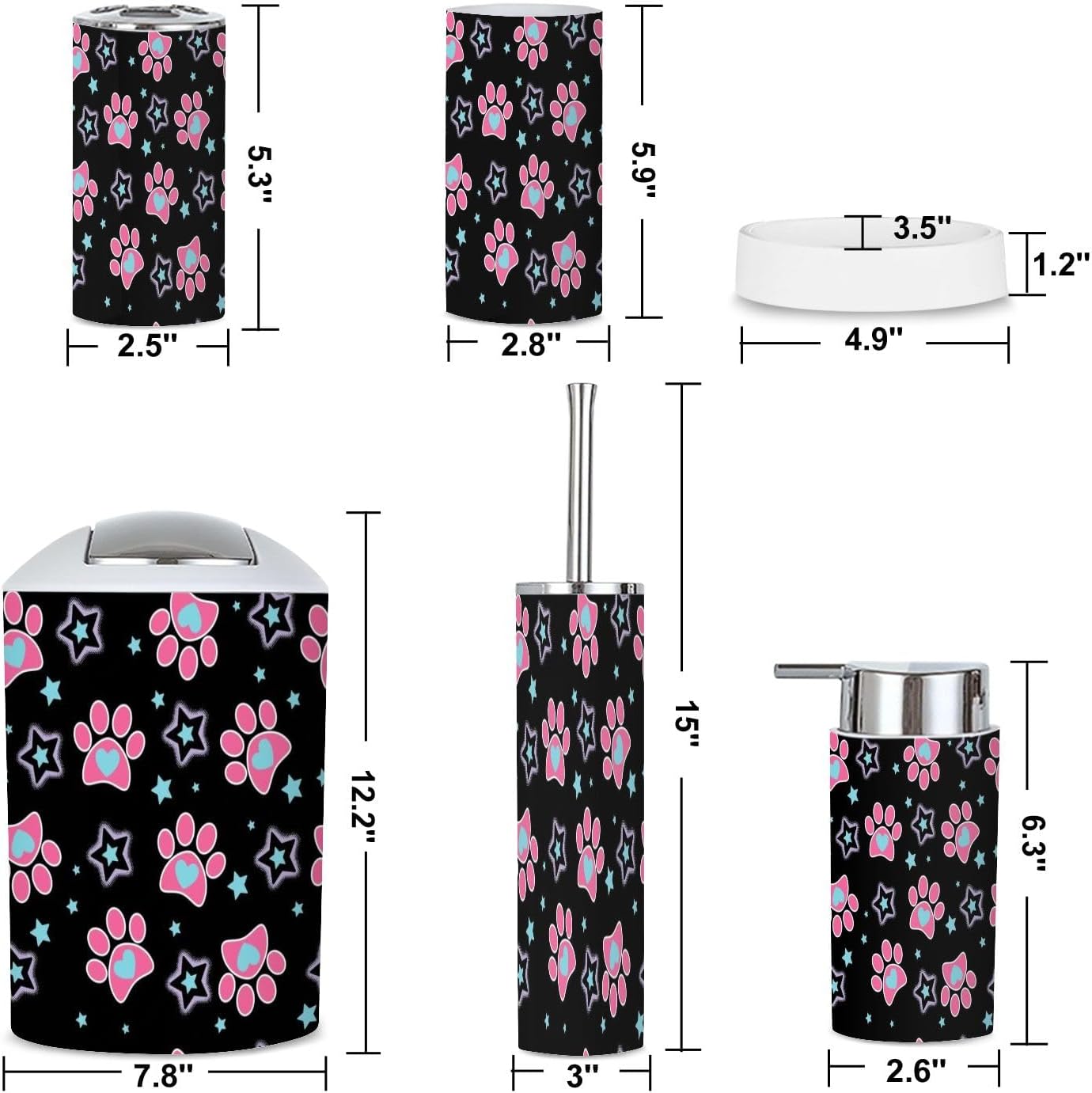 6-Piece Bathroom Set - Cute Functional for Every Space