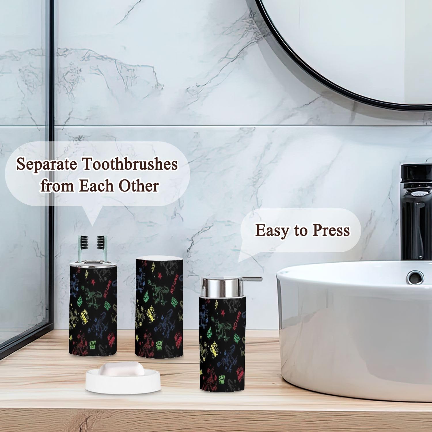Dinosaur Skateboard Bathroom Set