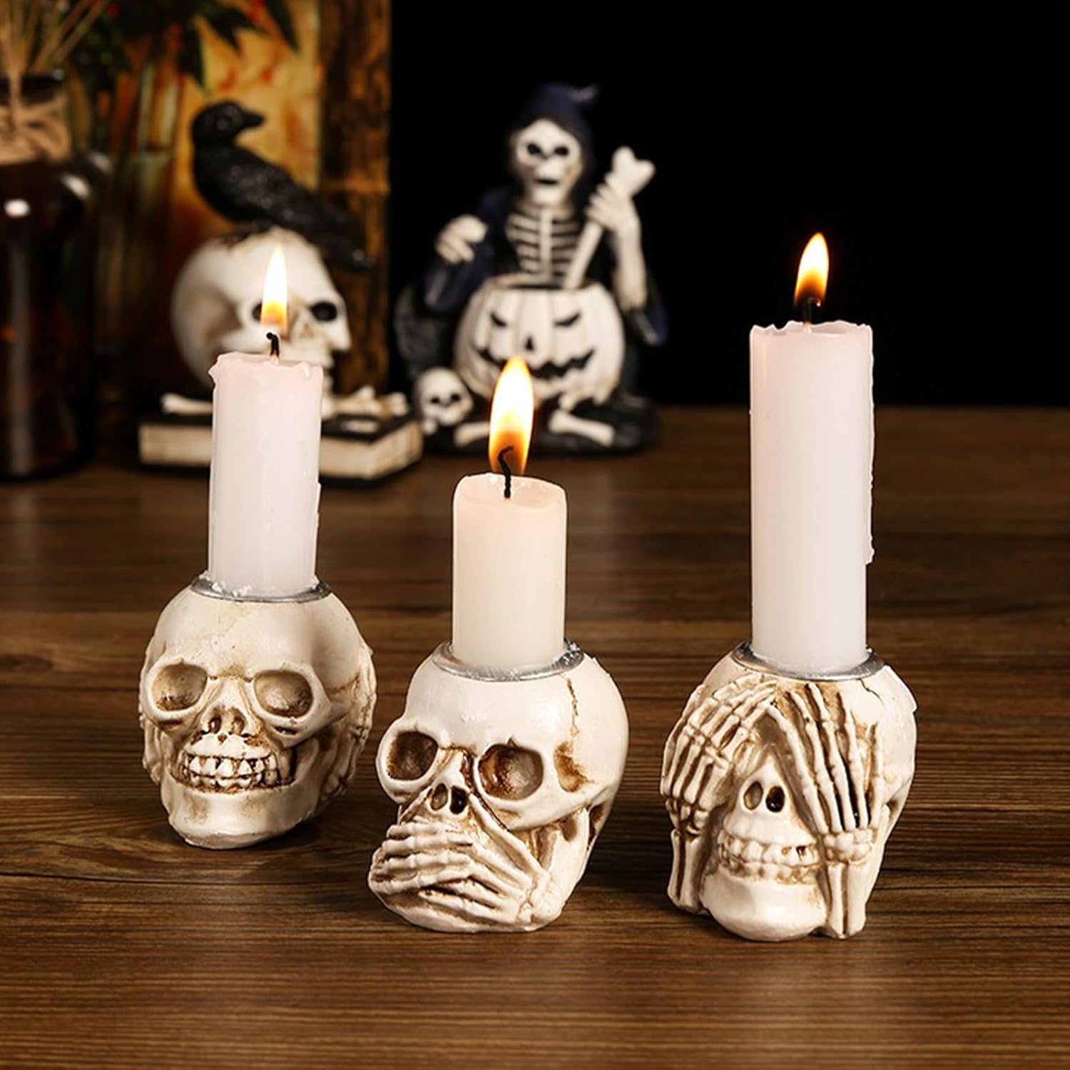 4pc Skeleton Candle Holder