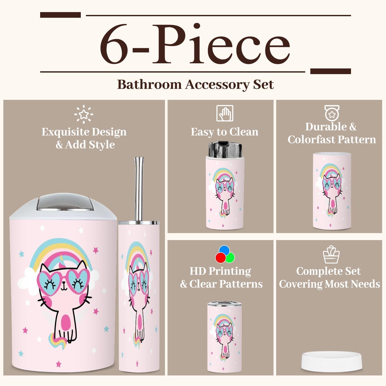 6-Piece Bathroom Accessories Set GISGBJW