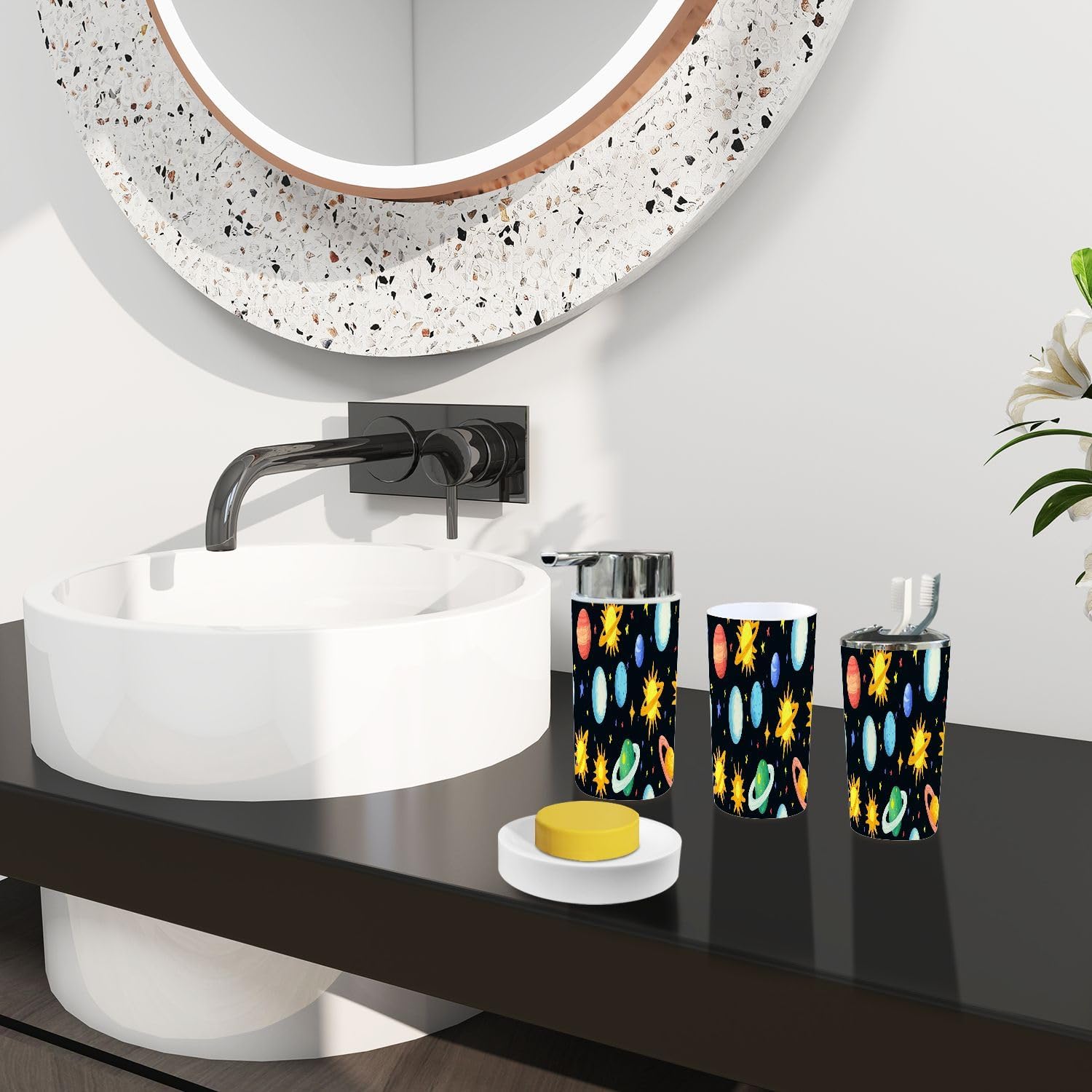 Bath Time Style Boho Space Celestial Meets 6-Piece Bathroom Accessory Set