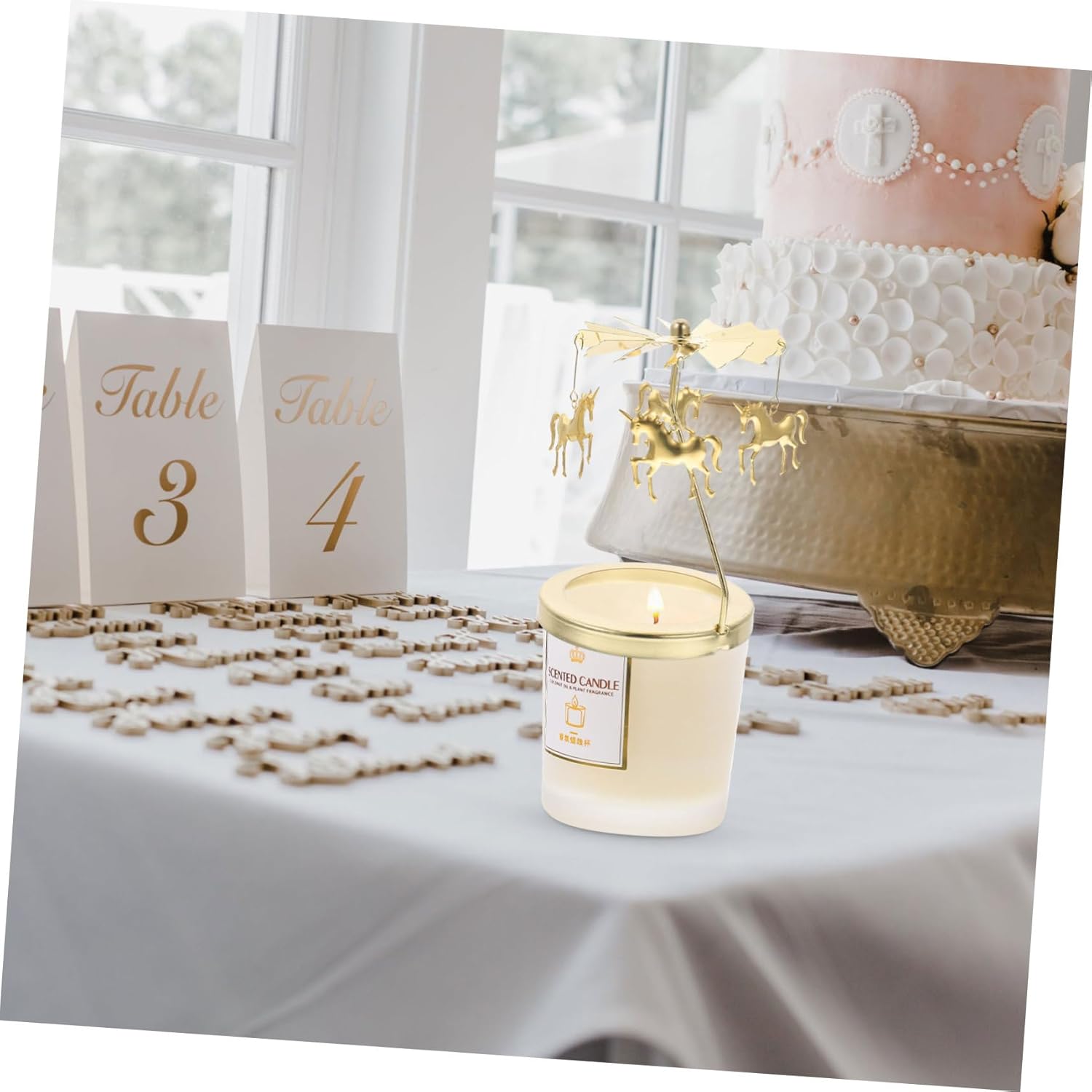 Aromatherapy Candle Holder for Tea Lights Unique Gold Spinner Design