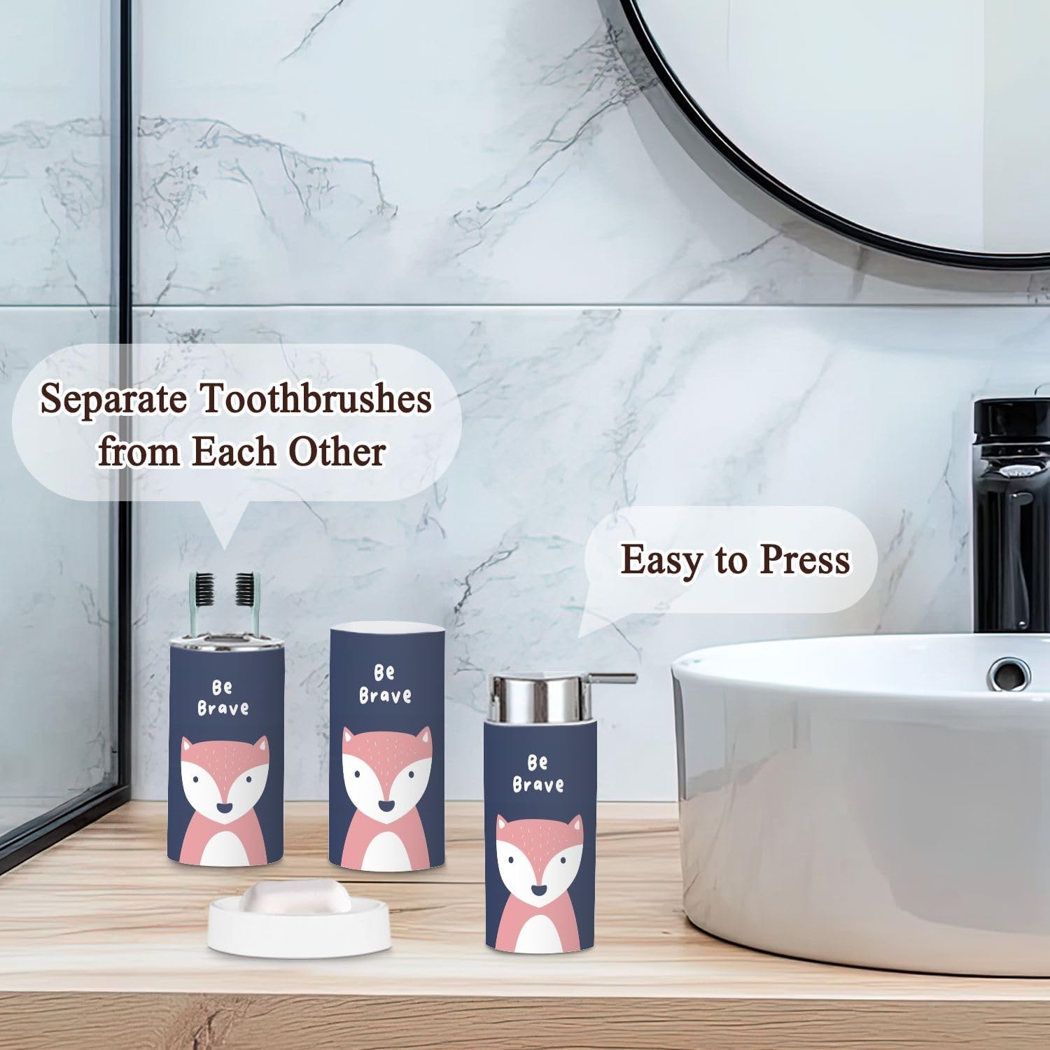 Durable Six-Piece Organized Bathroom Set for Kids and Babies