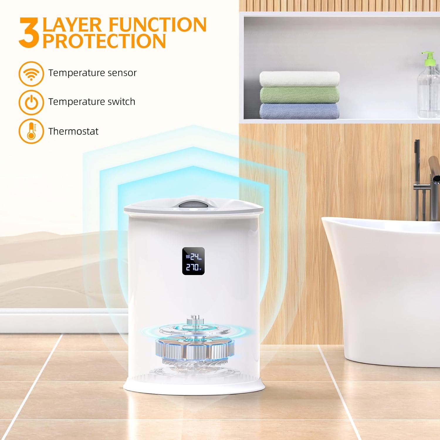Luxury Bath Towel Warmer with Timer and LED Display