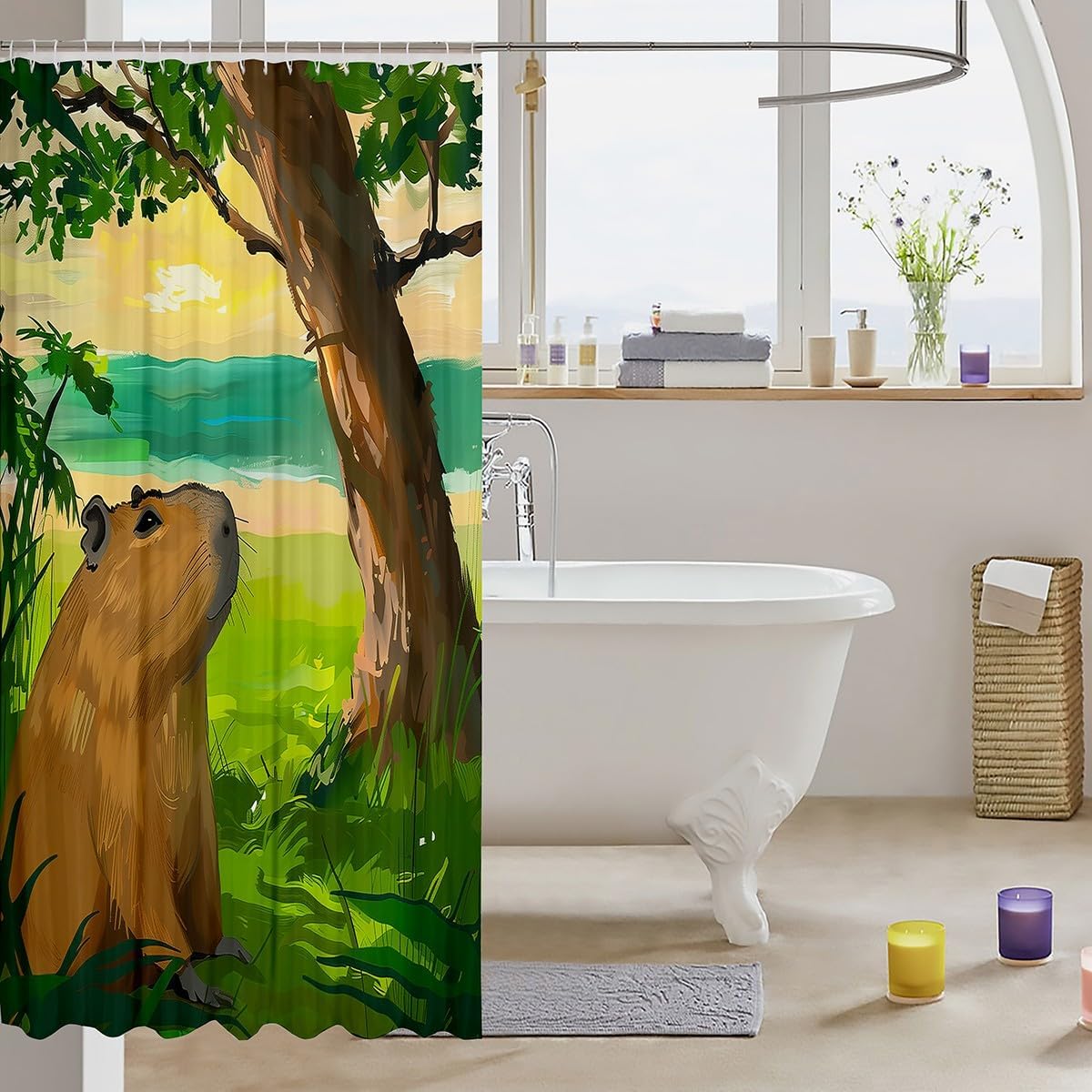 Capybara Funny Shower Curtain Set