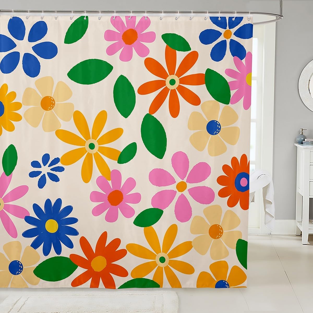 Retro 60s 70s Floral Shower curtain